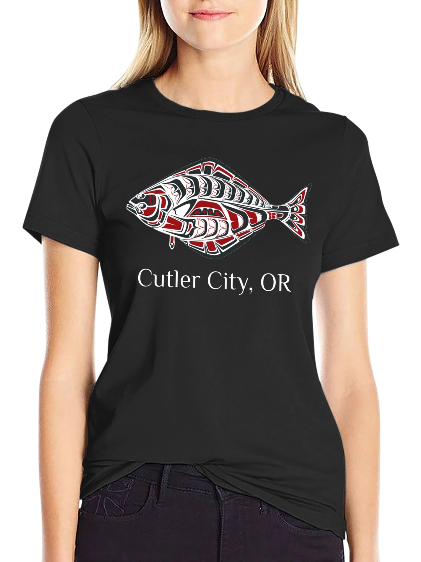 Black Cutler City, OR Fish Graphic Tee view 2