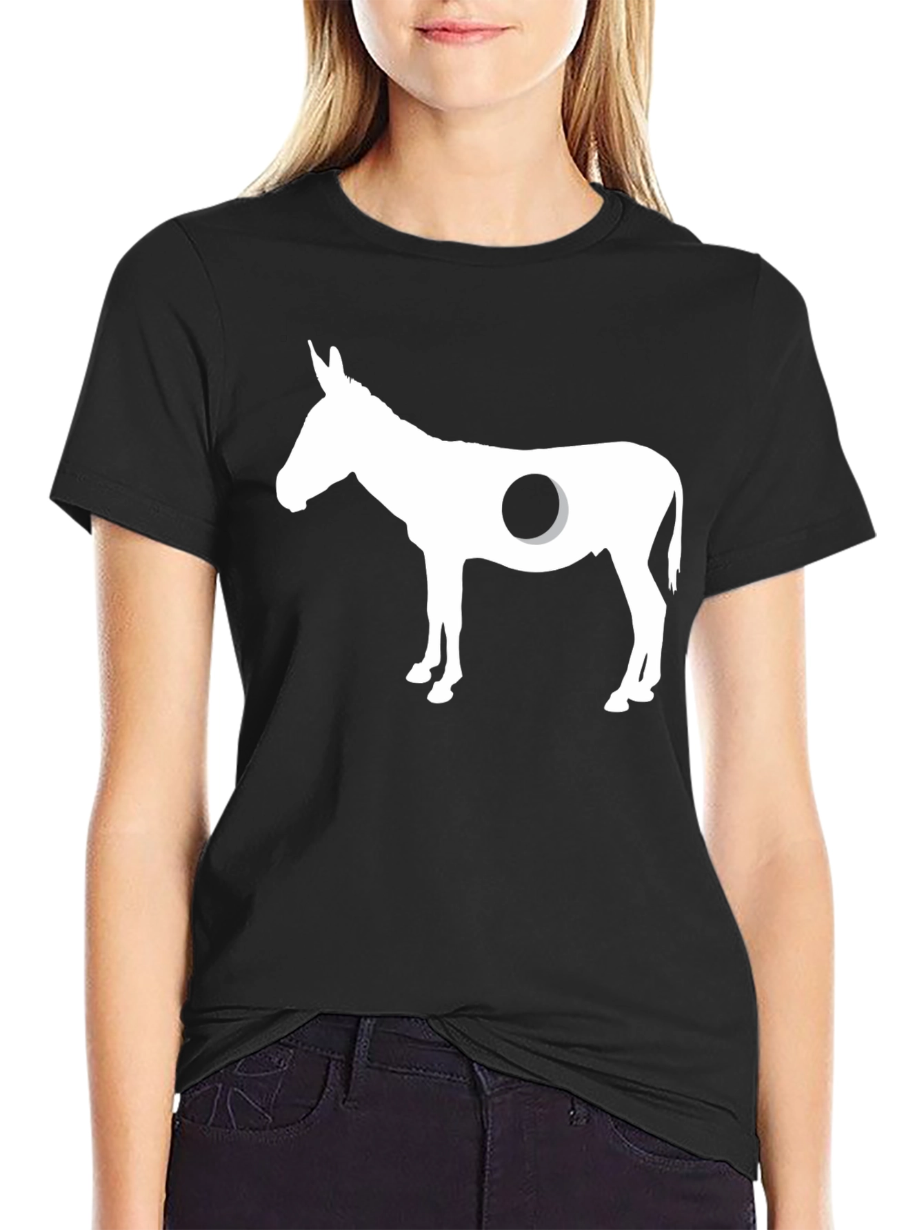 Black Donkey Hole Funny Graphic Tee - Black view 2