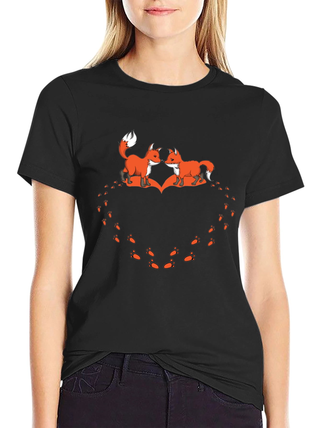 Black Fox Love Heart Print Tee view 2