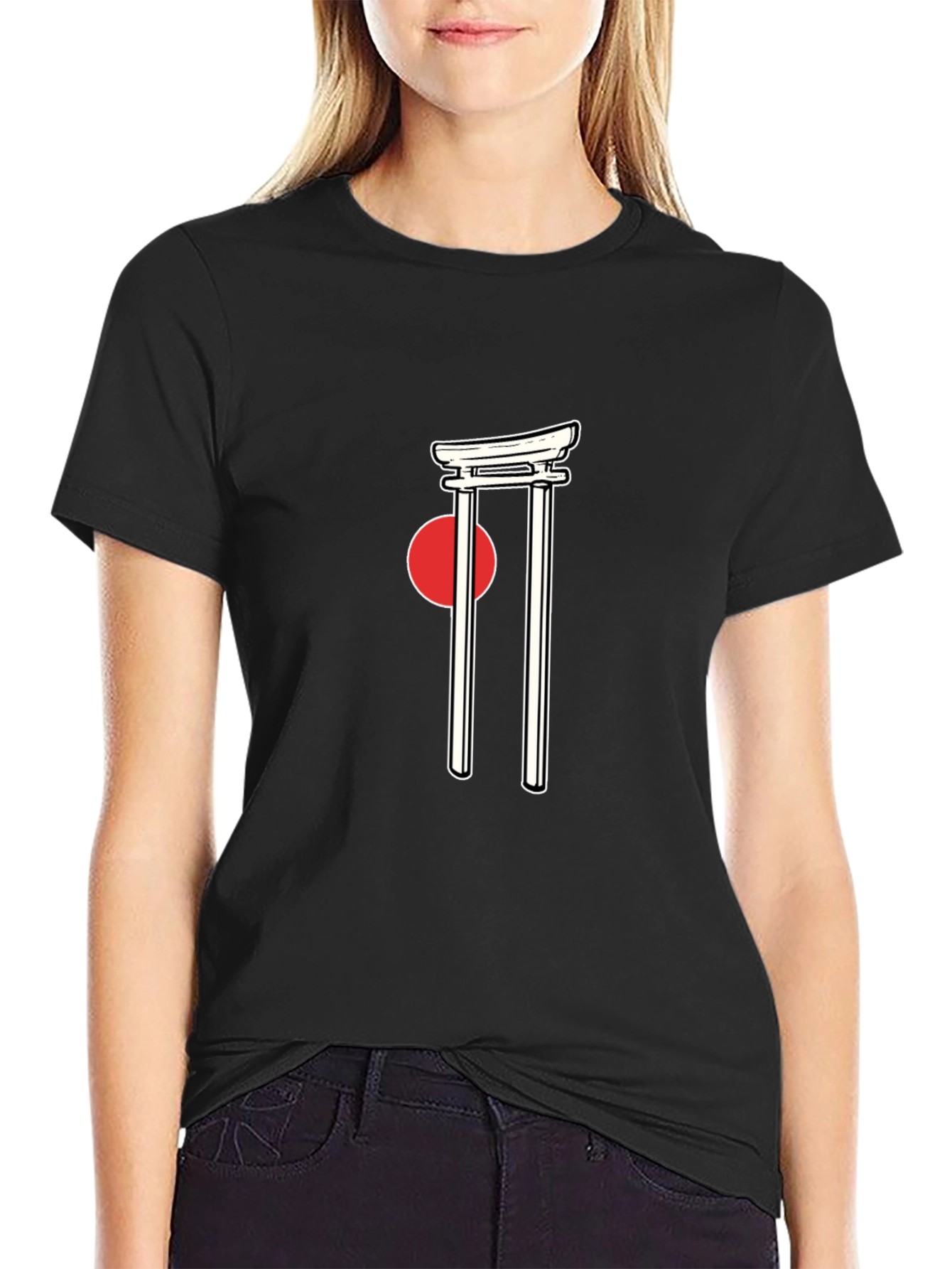 Black Japanese Torii Gate Graphic Tee view 2