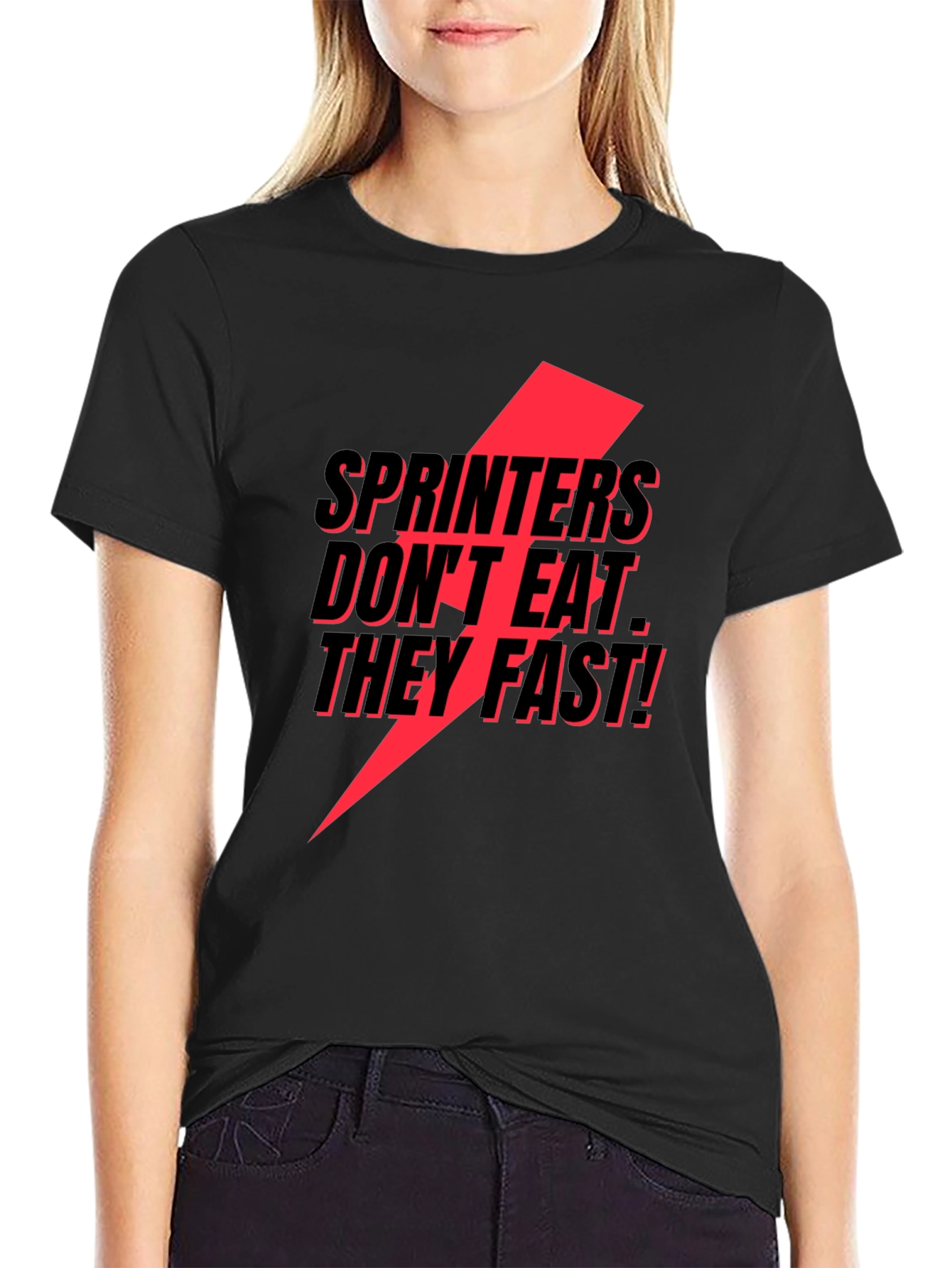 Black Sprinters Don't Eat, They Fast! T-Shirt view 2
