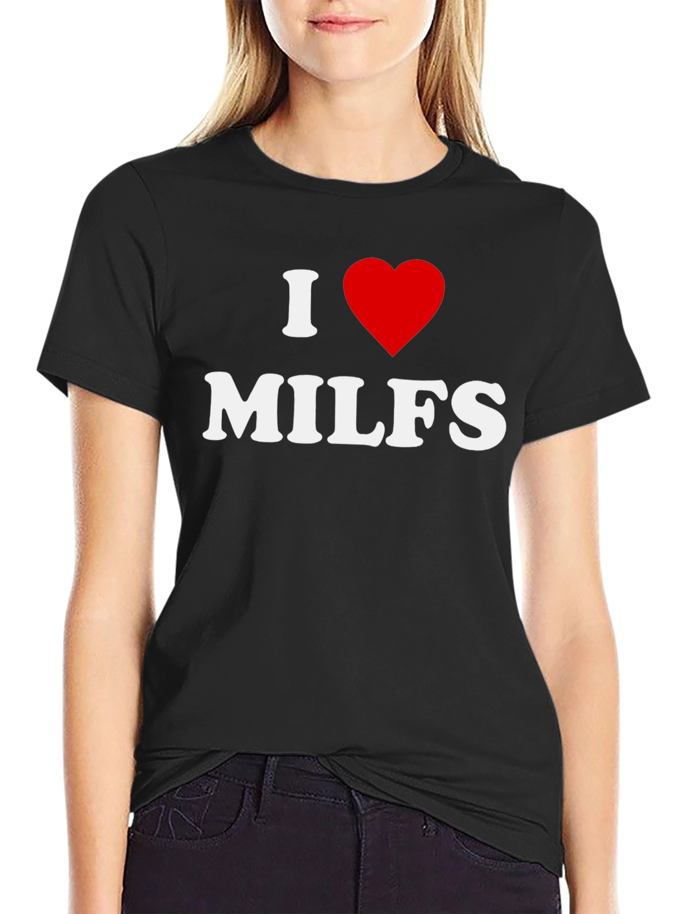 Black I Heart MILFS Graphic Tee - Black view 2