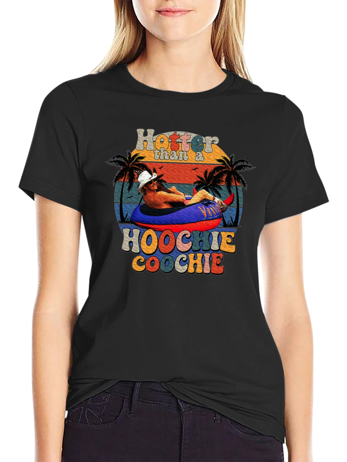 Black Hotter Than a Hoochie Coochie Graphic Tee view 2