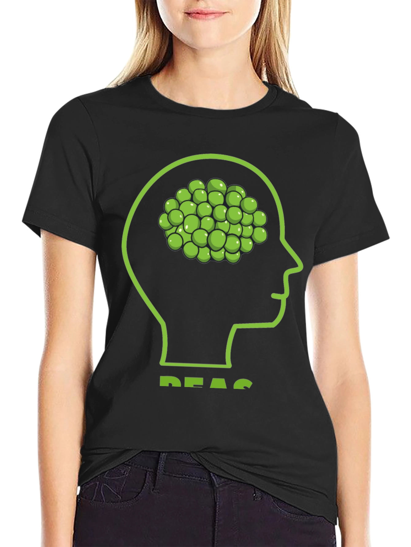 Black Peas Brain T-Shirt: Funny Vegetable Mind Tee view 2