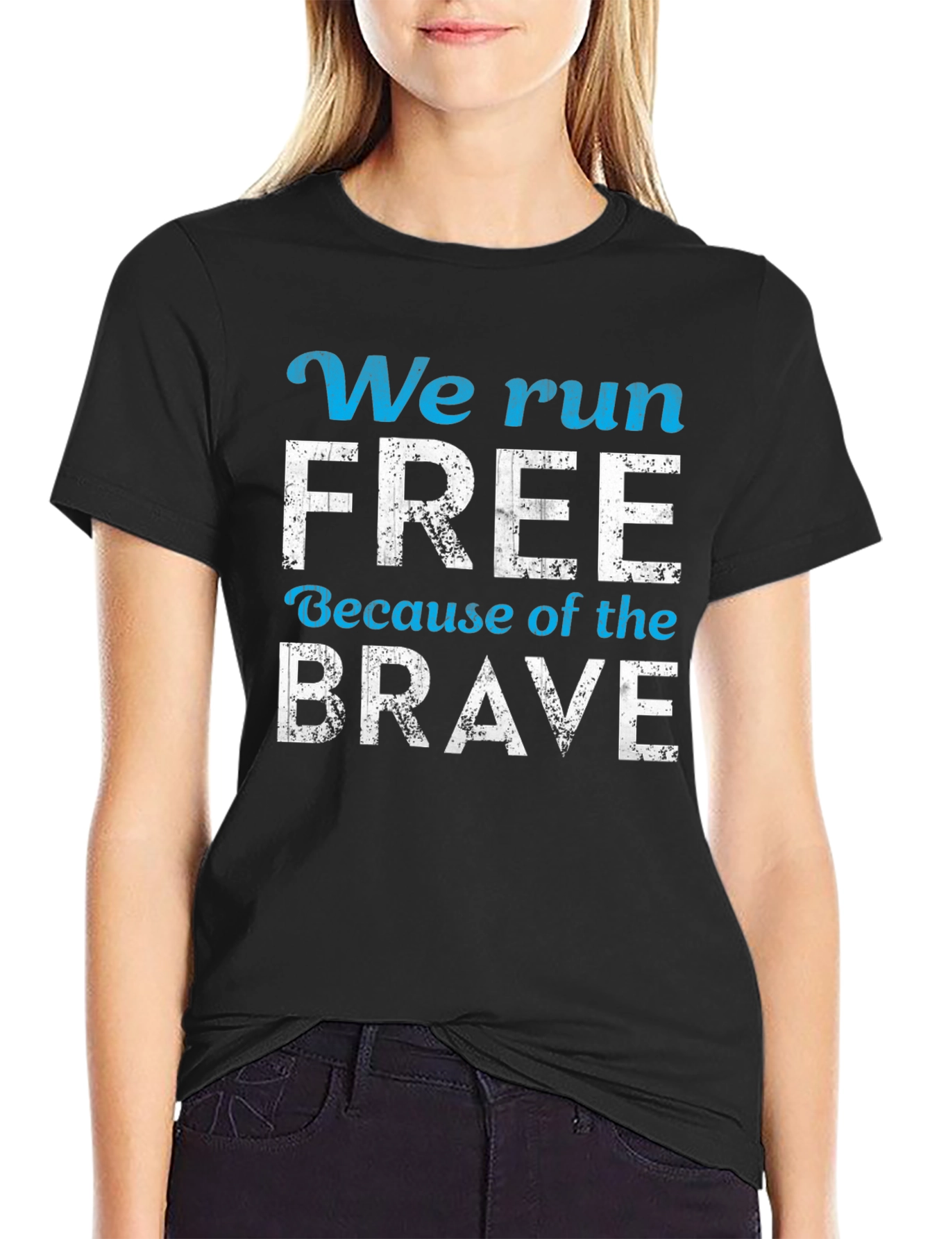 Black We Run Free Patriotic T-Shirt view 2