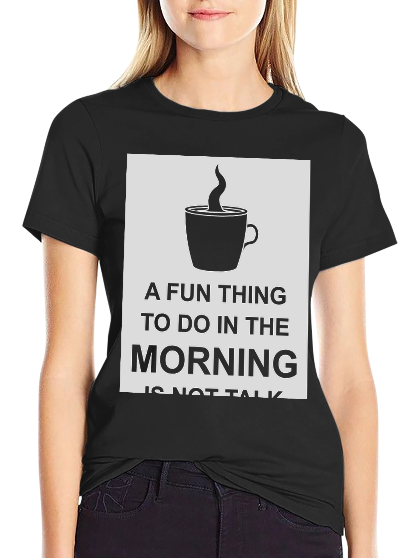 Black Funny Morning Coffee Graphic T-Shirt view 2