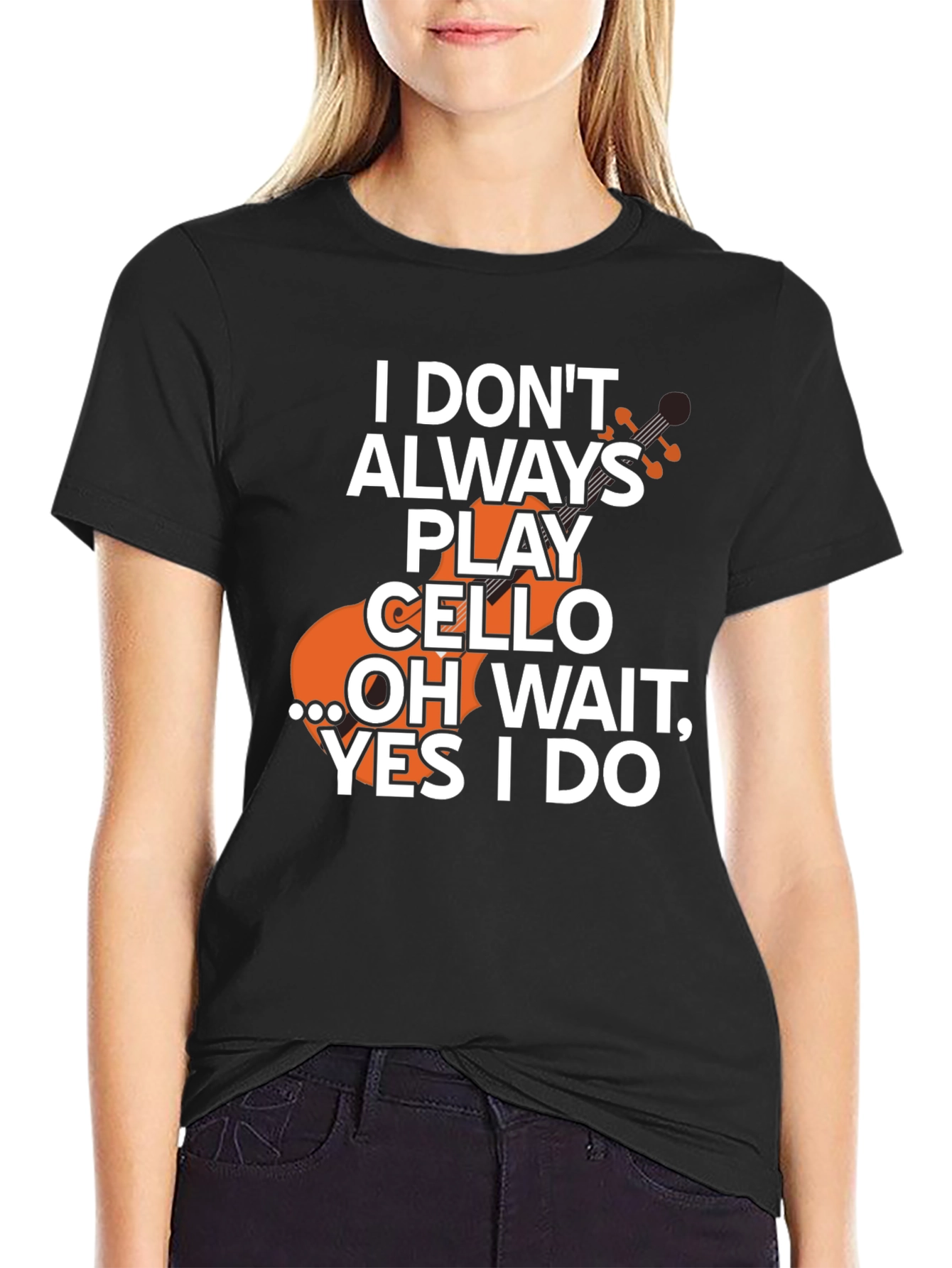 Black Cello Player T-Shirt - Funny Musician Tee view 2