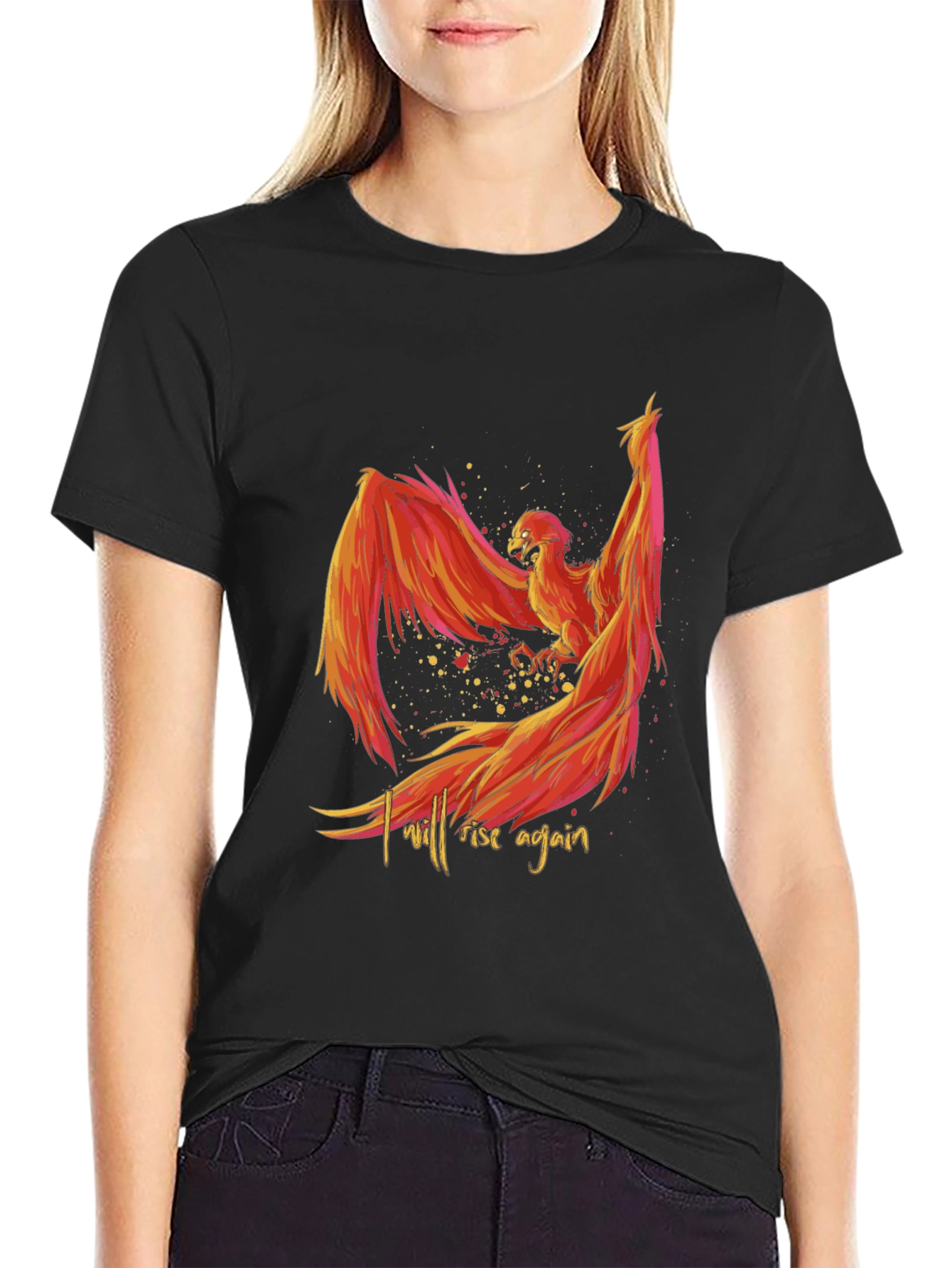 Black Phoenix Rising Graphic Tee - Black view 2
