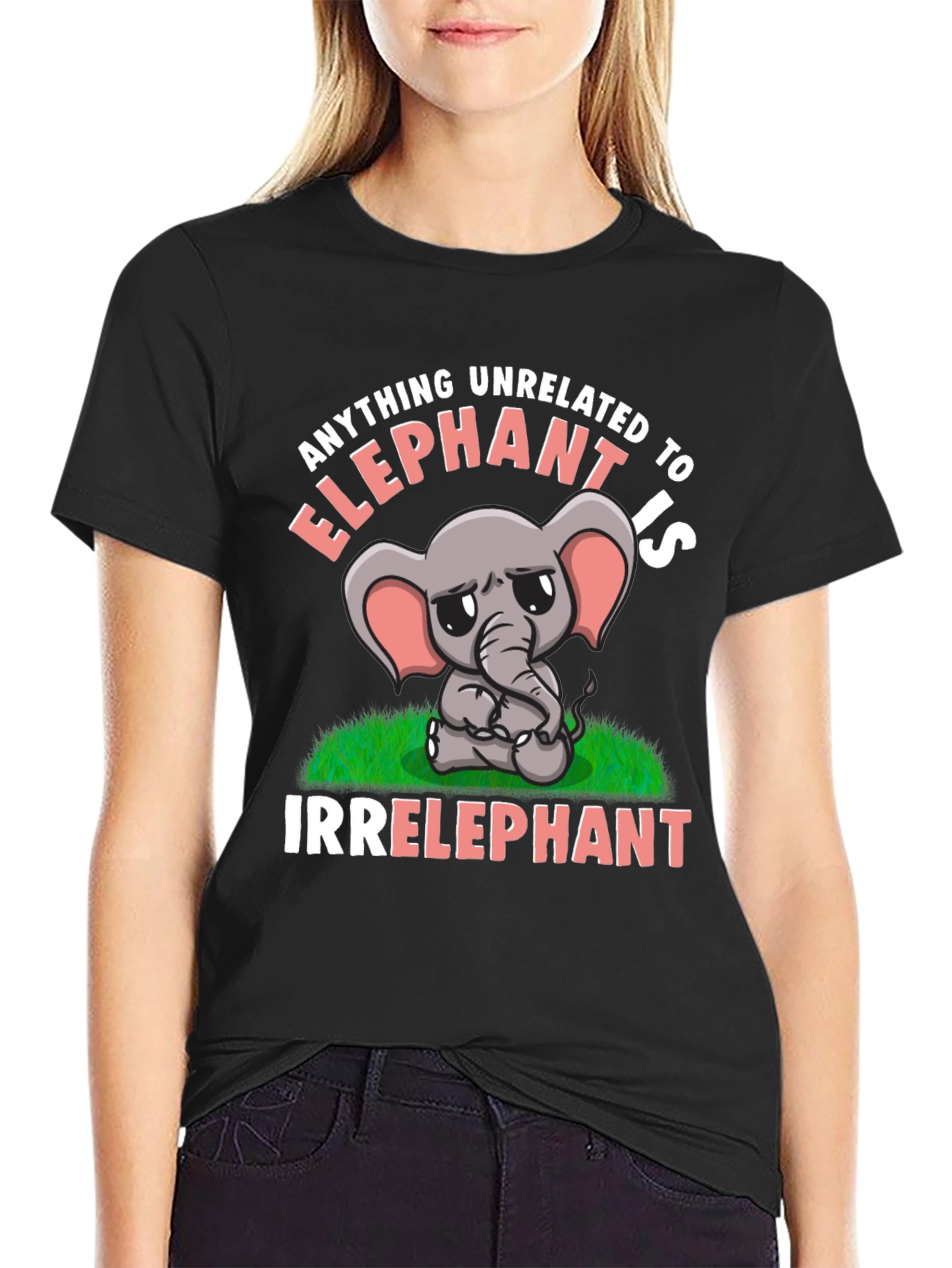 Black Irrelephant T-Shirt Funny Elephant Pun Tee view 2