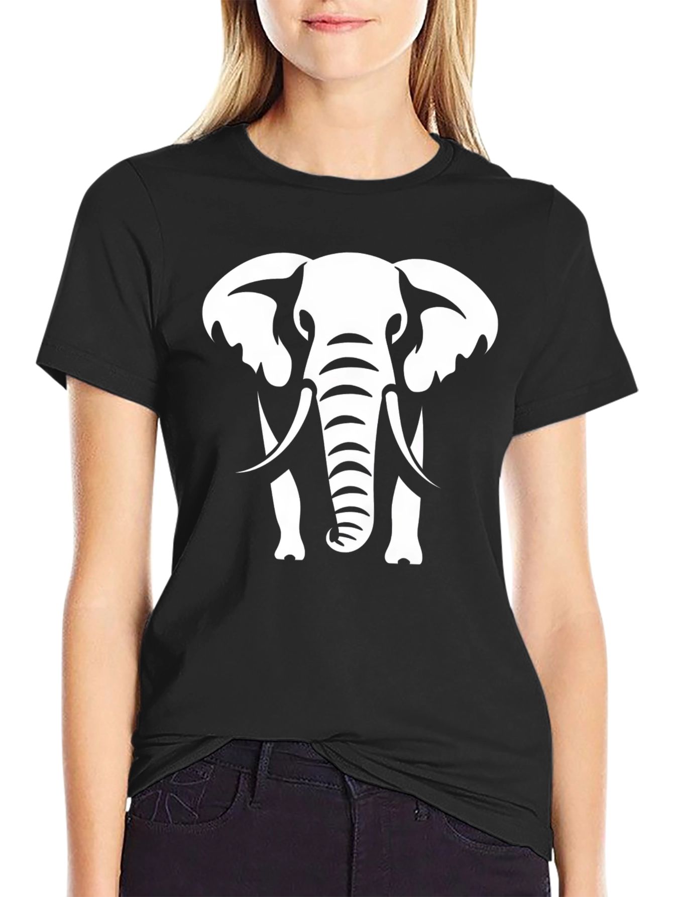 Black Elephant Graphic Black T-Shirt view 2