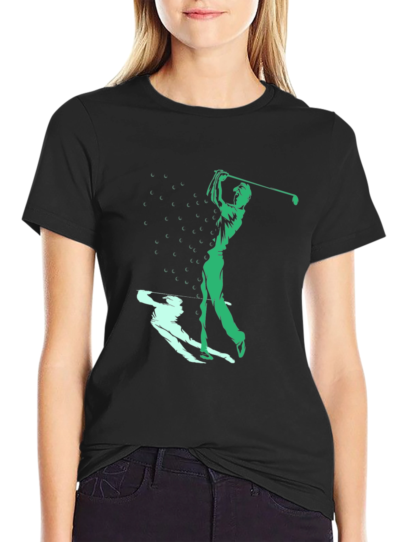 Black Golf Swing Graphic Tee - Black Cotton Blend view 2