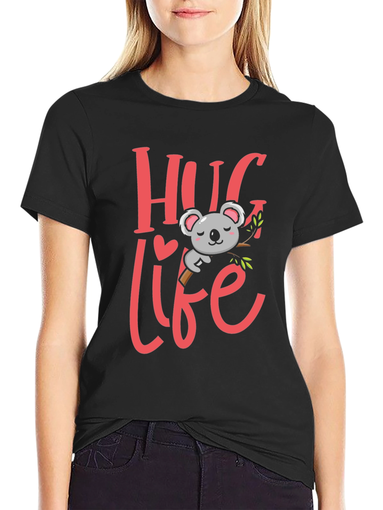 Black Hug Life Koala Bear Graphic Tee view 2