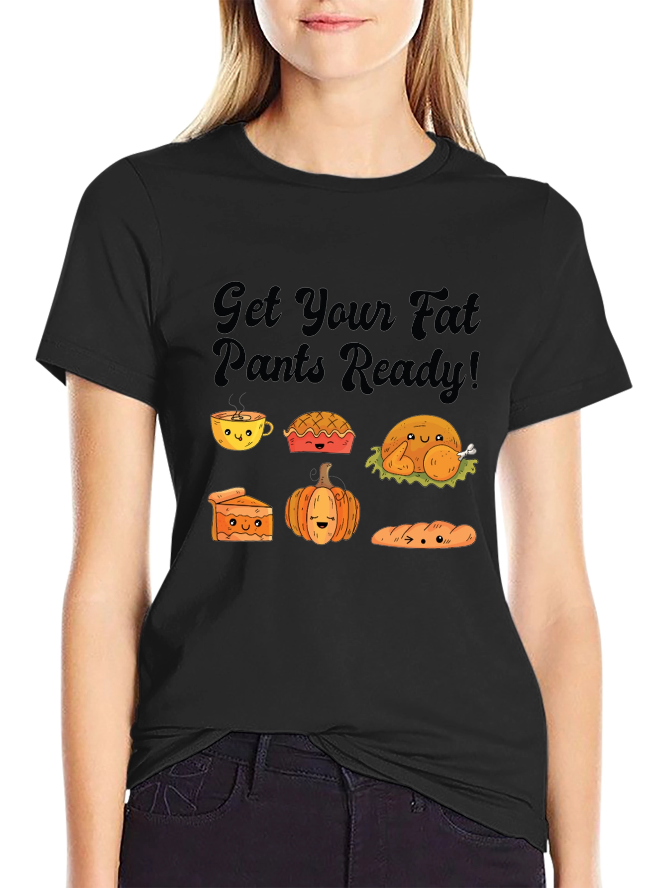 Black Thanksgiving Fat Pants Ready Black T-Shirt view 2