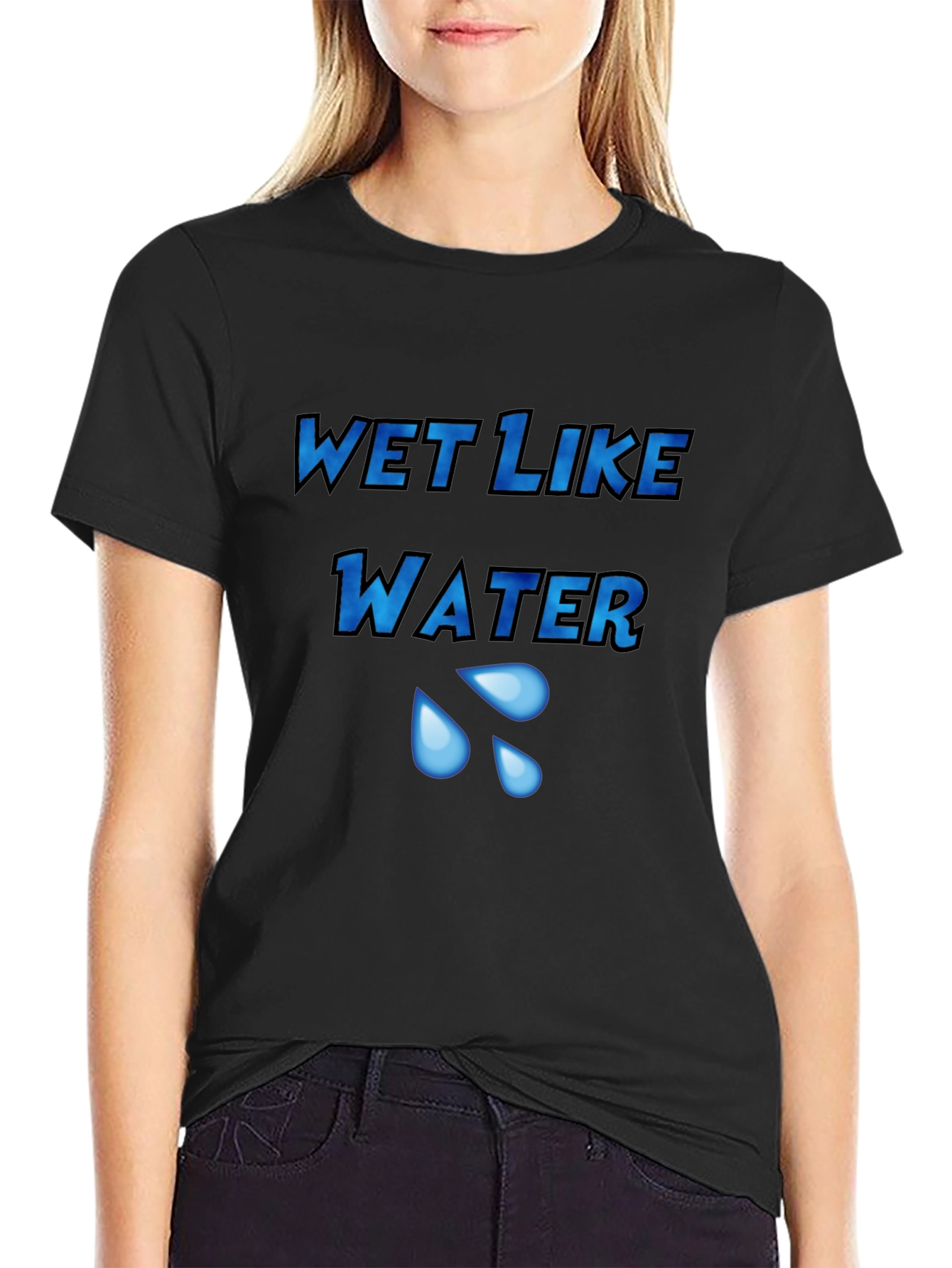 Black Wet Like Water Graphic Tee - Unisex Black T-Shirt view 2