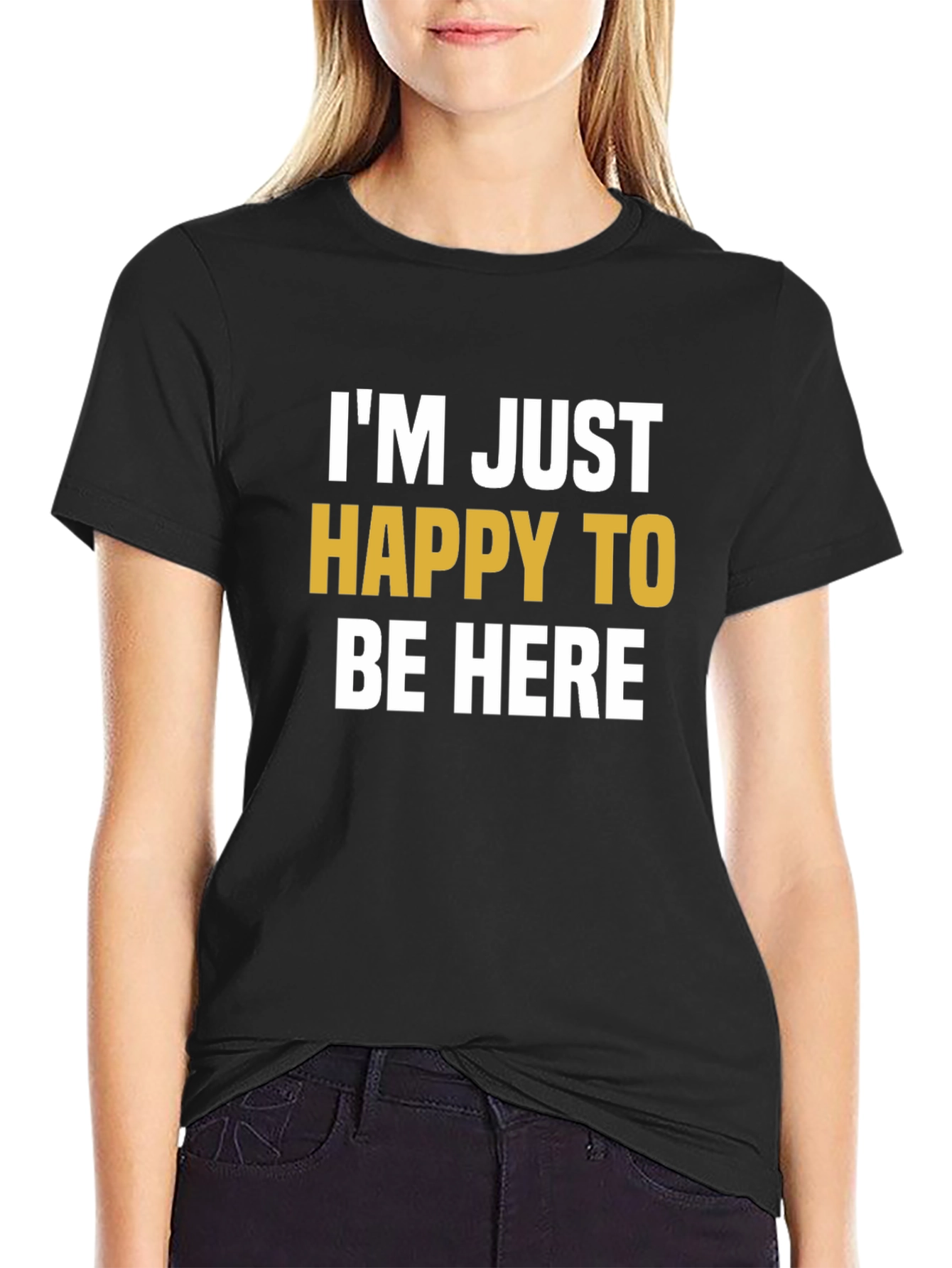 Black Happy To Be Here Graphic T-Shirt view 2