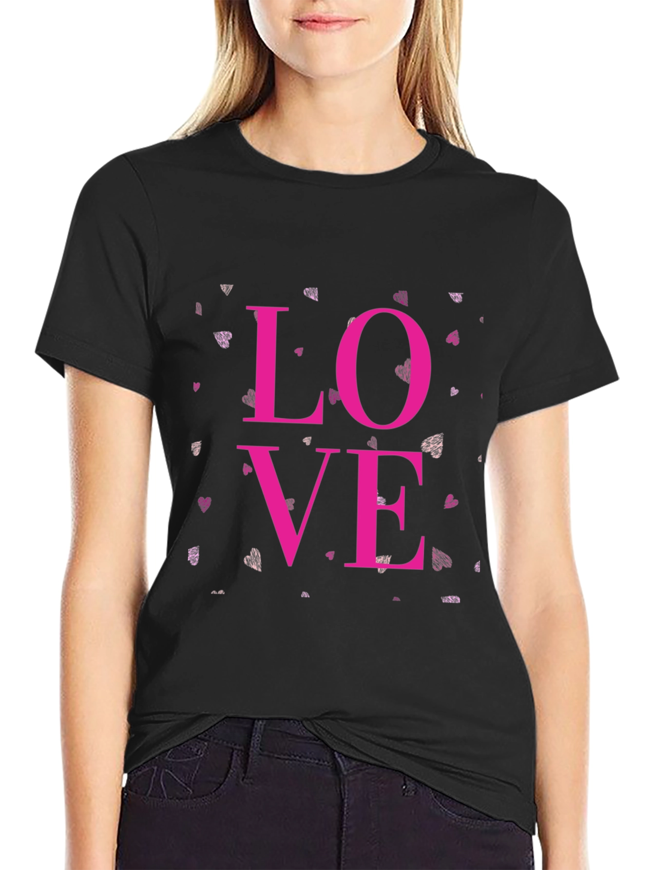 Black Love Graphic Black Tee - Men's Casual T-Shirt view 2