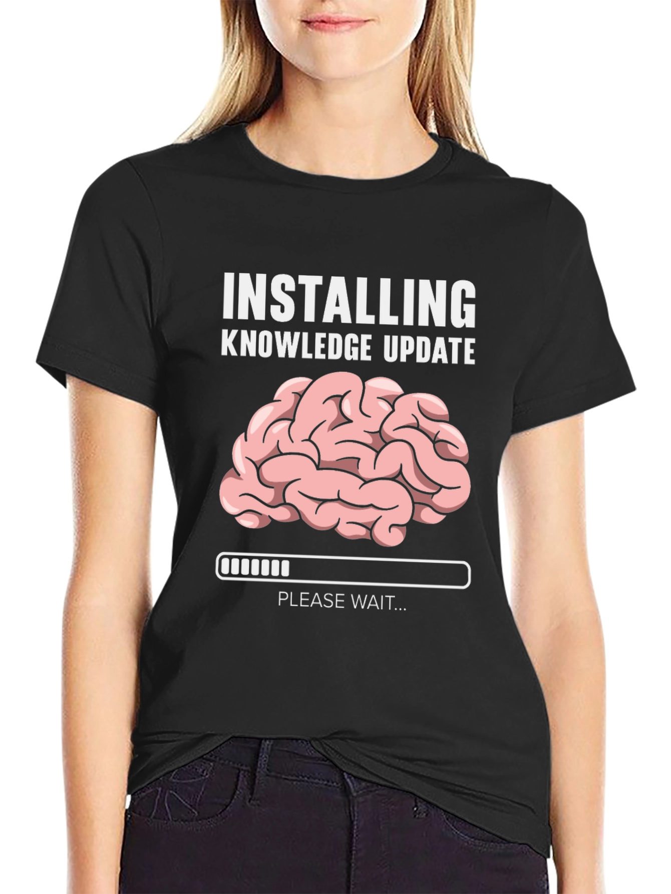 Black Installing Knowledge Update Funny T-Shirt view 2