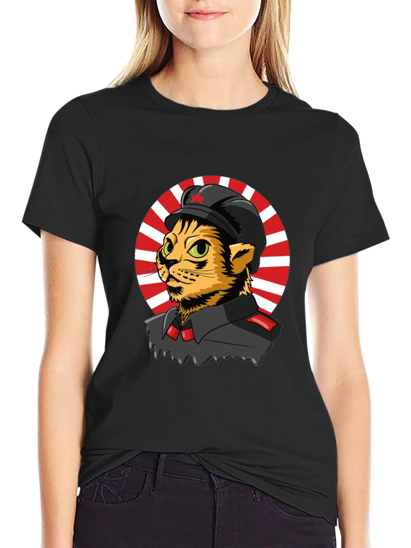 Black Communist Cat T-Shirt - Unique Graphic Tee view 2