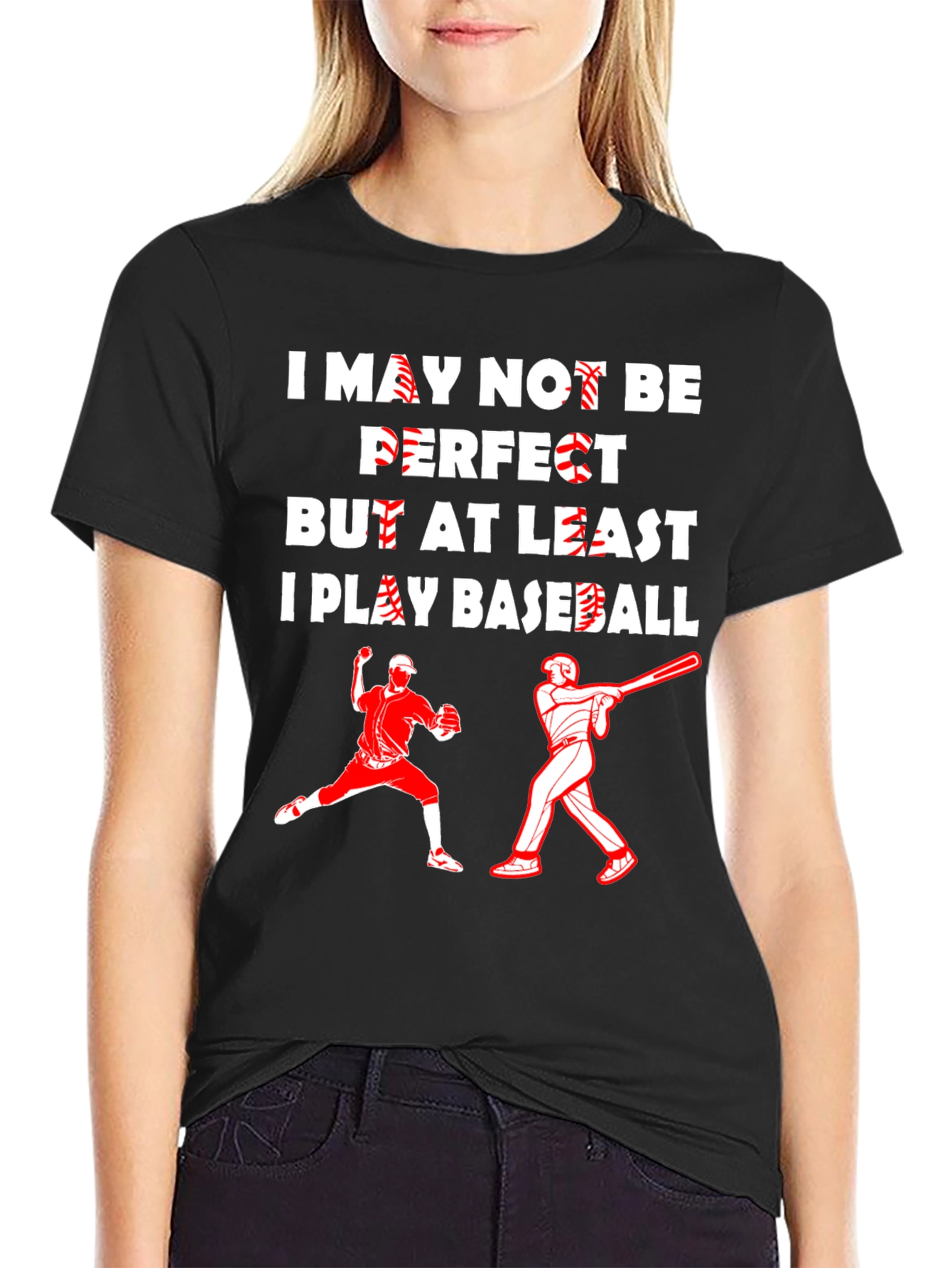 Black Funny Baseball Player Graphic T-Shirt view 2