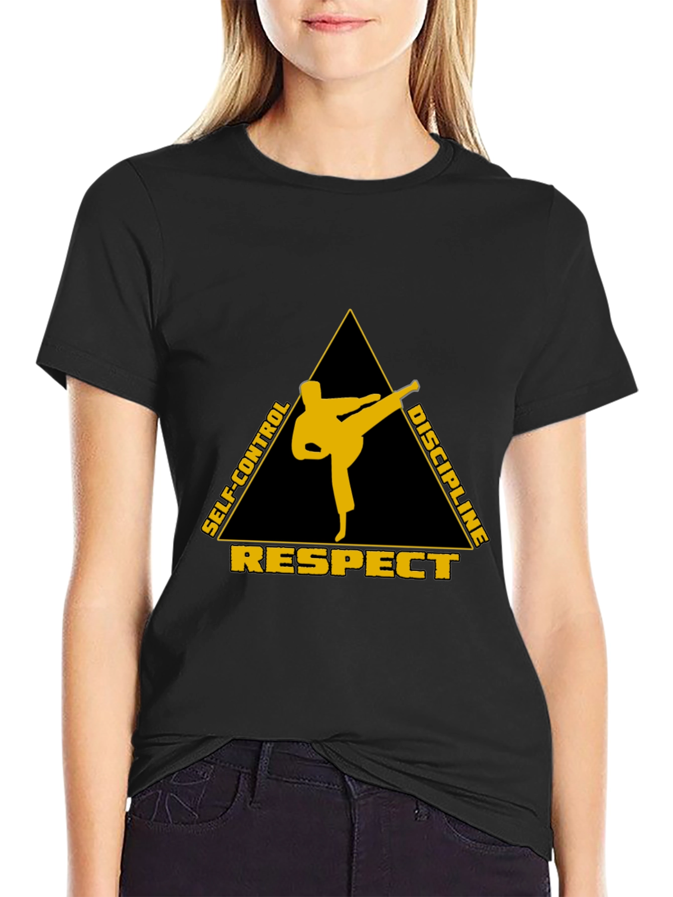 Black Martial Arts Respect Discipline T-Shirt view 2