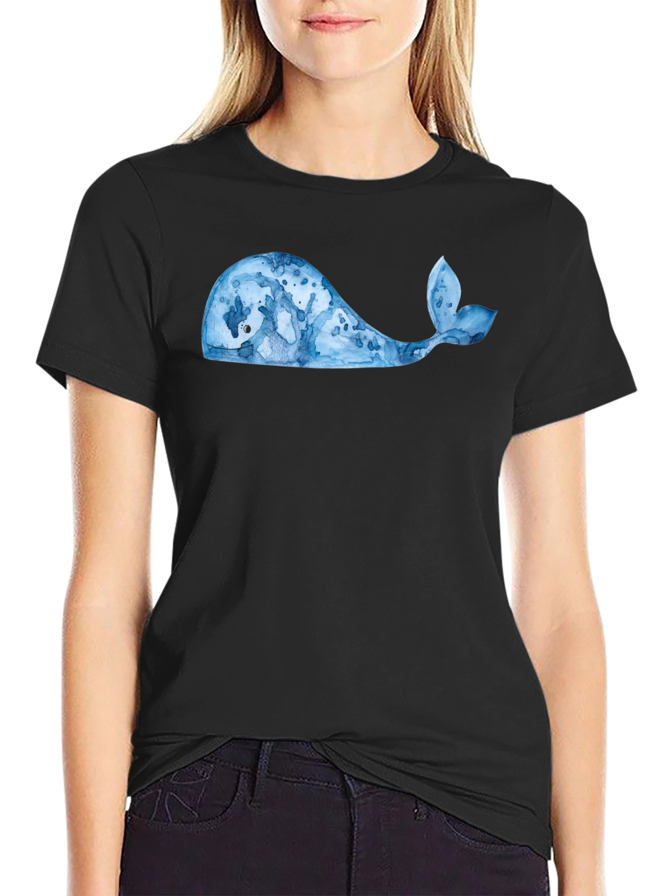 Black Whale Graphic Tee - Black Cotton Blend view 2