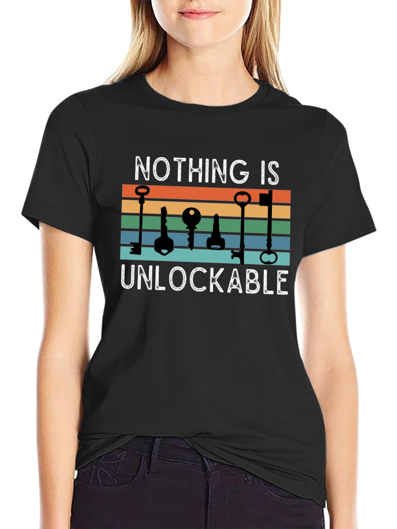 Black Unlockable T-Shirt - Novelty Graphic Tee view 2
