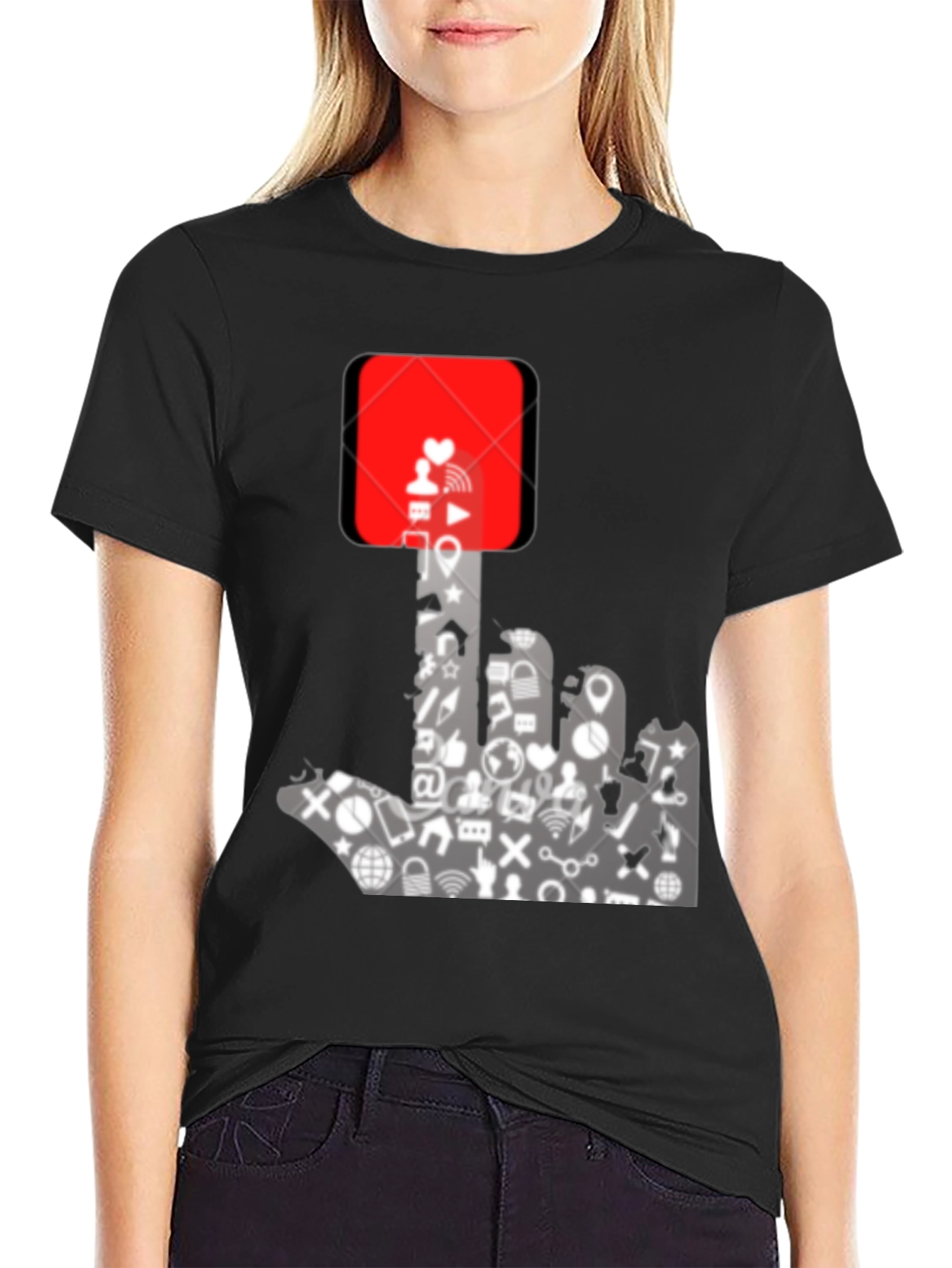 Social Media Hand Gesture Graphic T-Shirt - 2