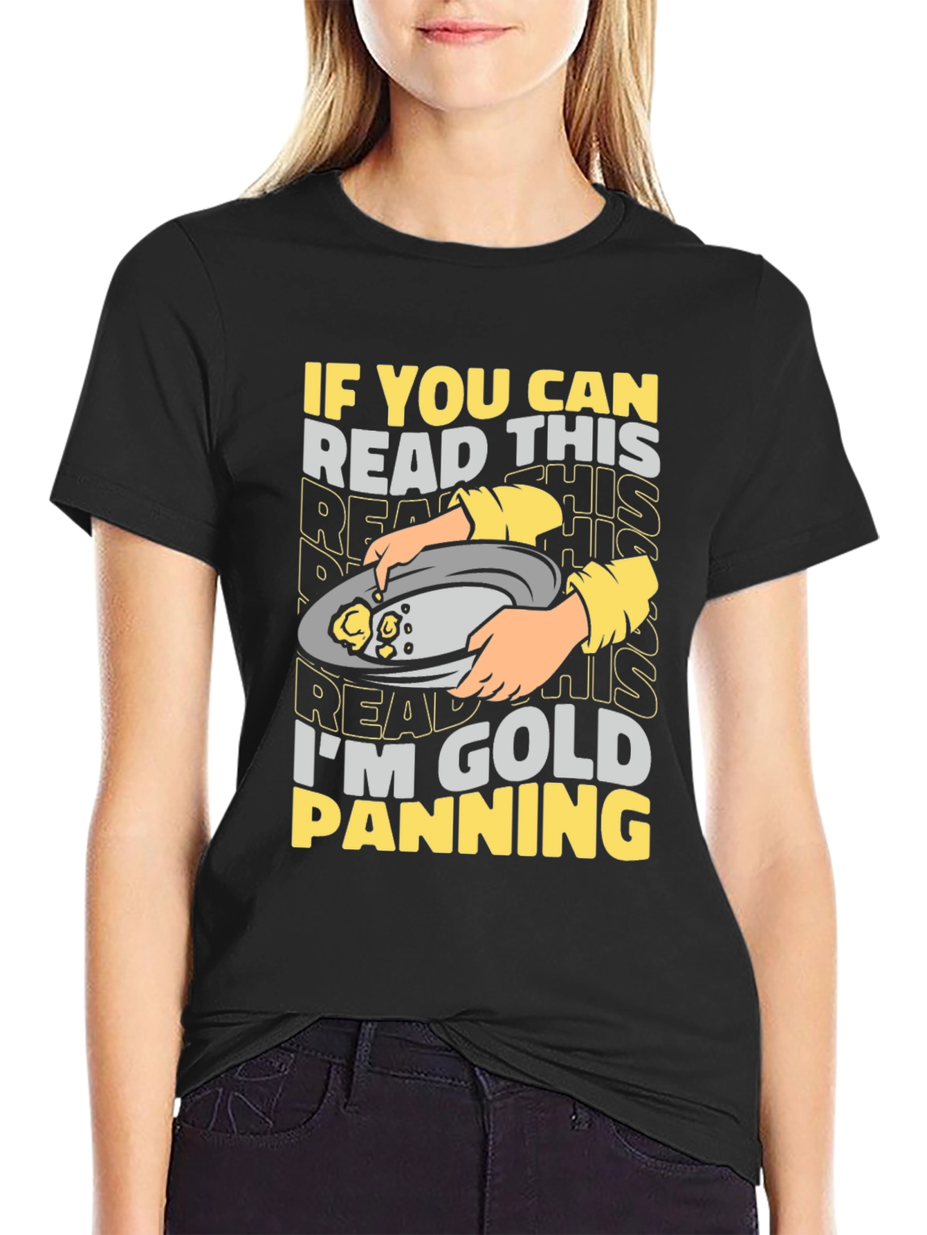 Black Gold Panning T-Shirt - Humorous Mining Tee view 2