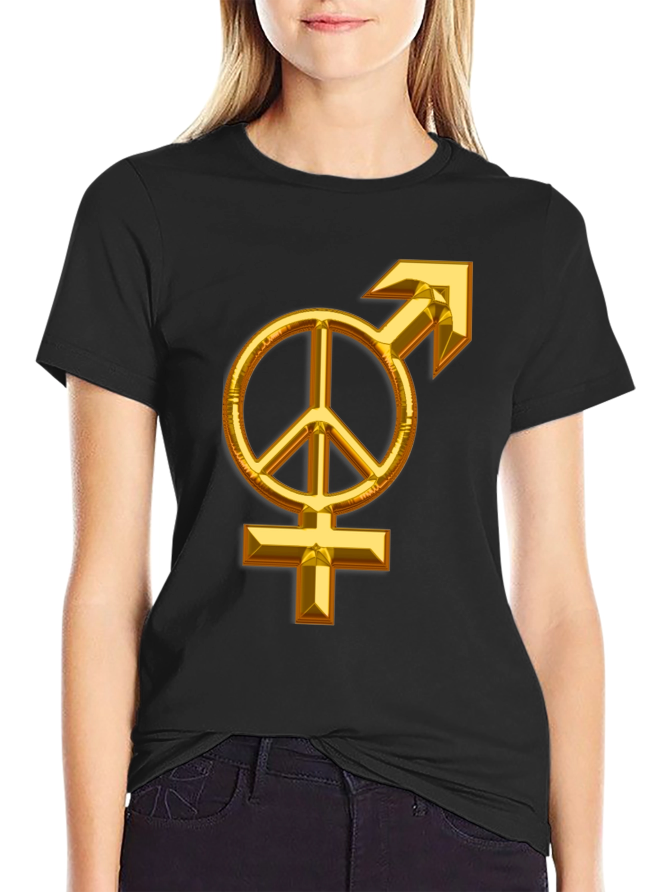 Black Peace Symbol Men's Graphic Tee view 2