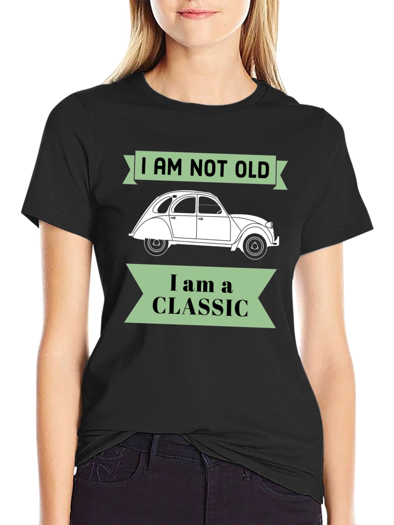 Black Classic Car T-Shirt - I Am Not Old I am a Classic view 2