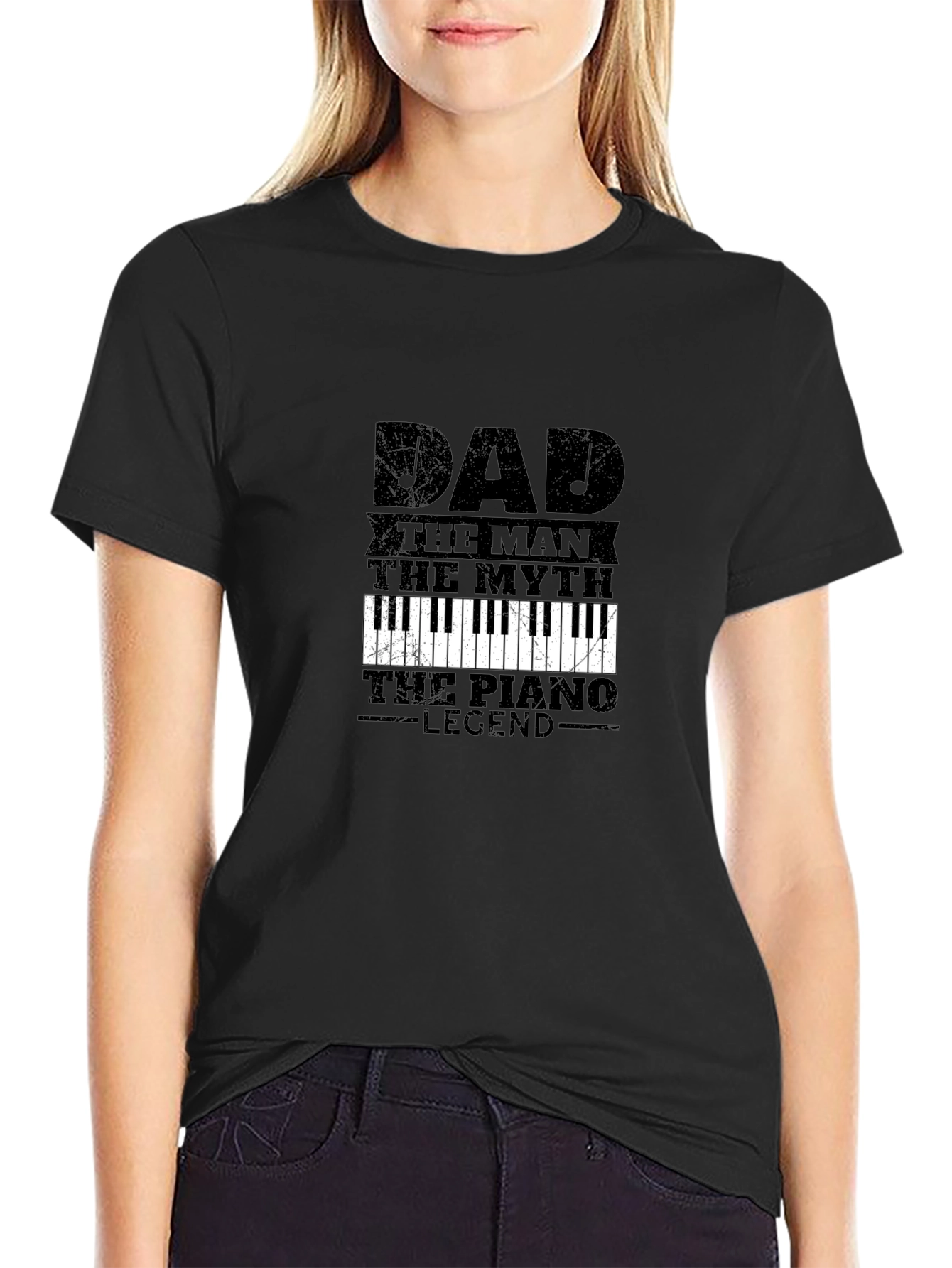 Black Dad Piano Legend T-Shirt - Father's Day view 2
