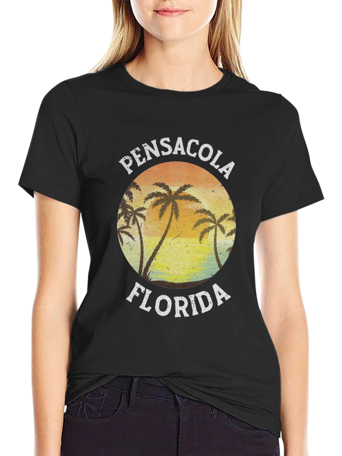 Black Pensacola Florida Graphic T-Shirt view 2