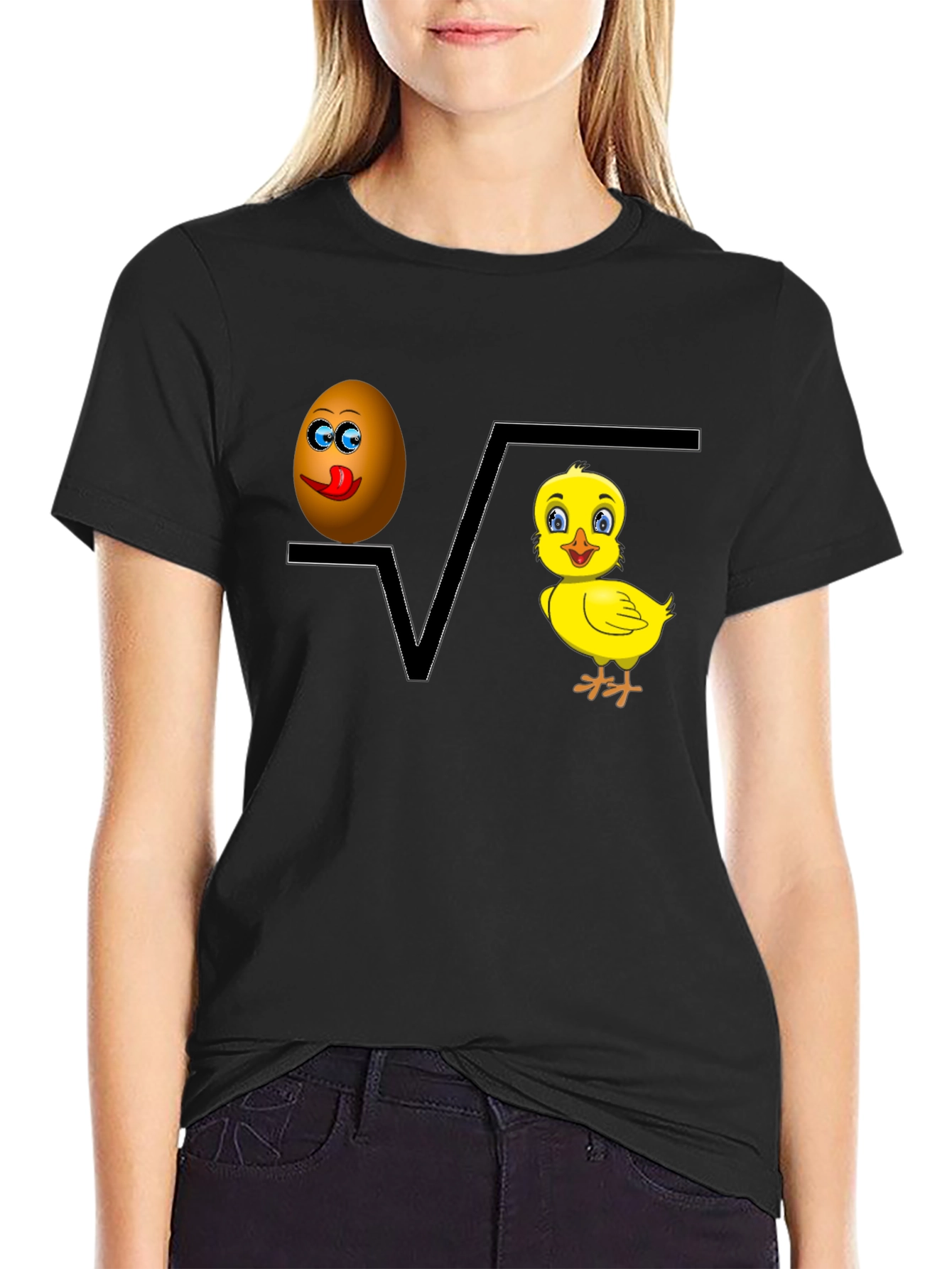 Black Egg Plus Chick Equals Fun Tee view 2