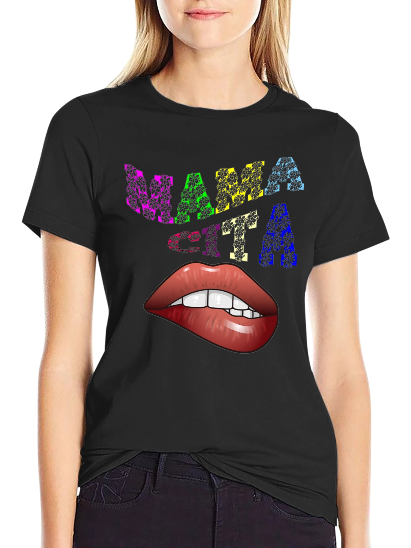 Black Mama Cita Lips Graphic Tee - Unique Design view 2