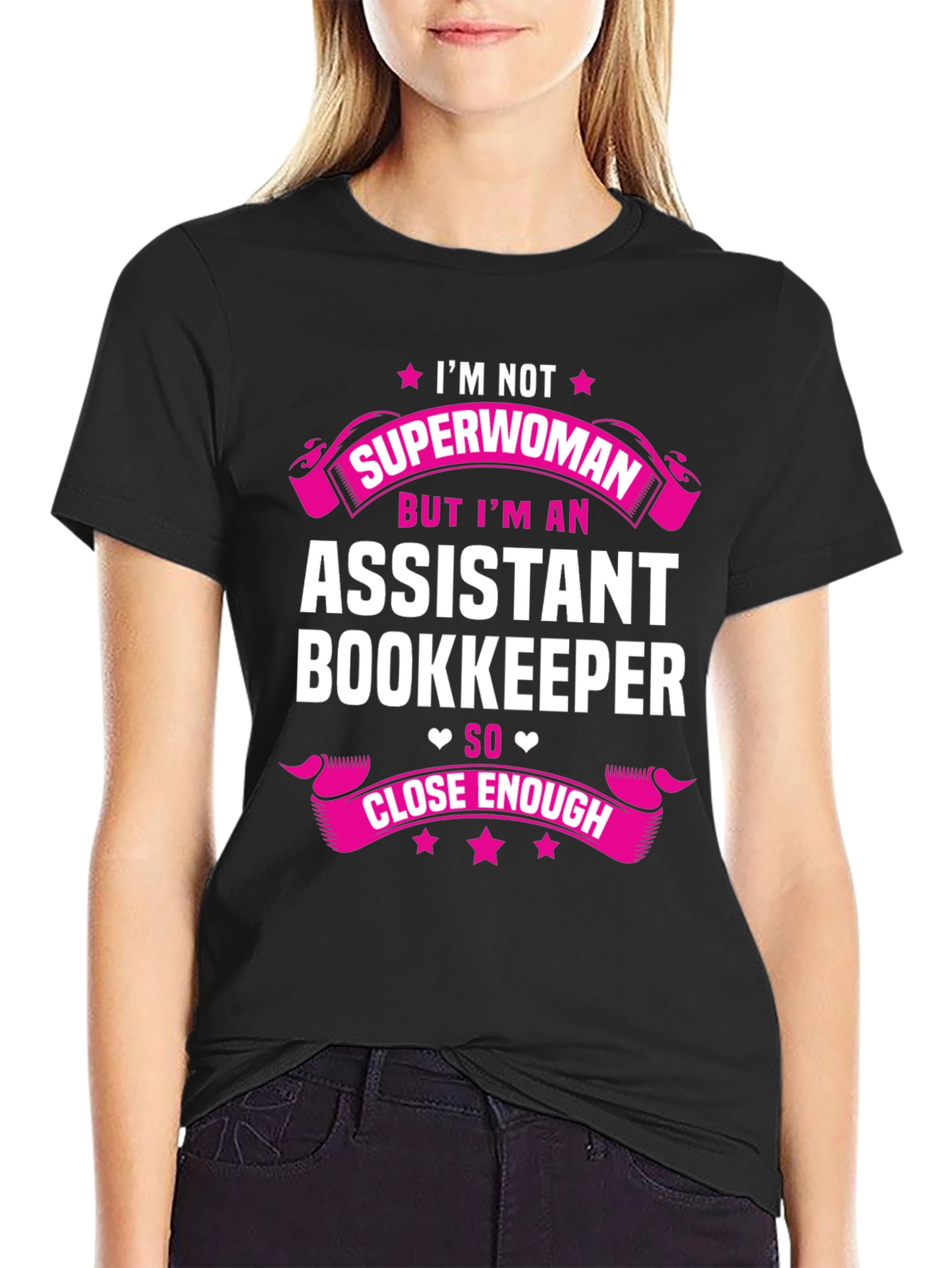 Black Assistant Bookkeeper Superwoman Graphic Tee view 2
