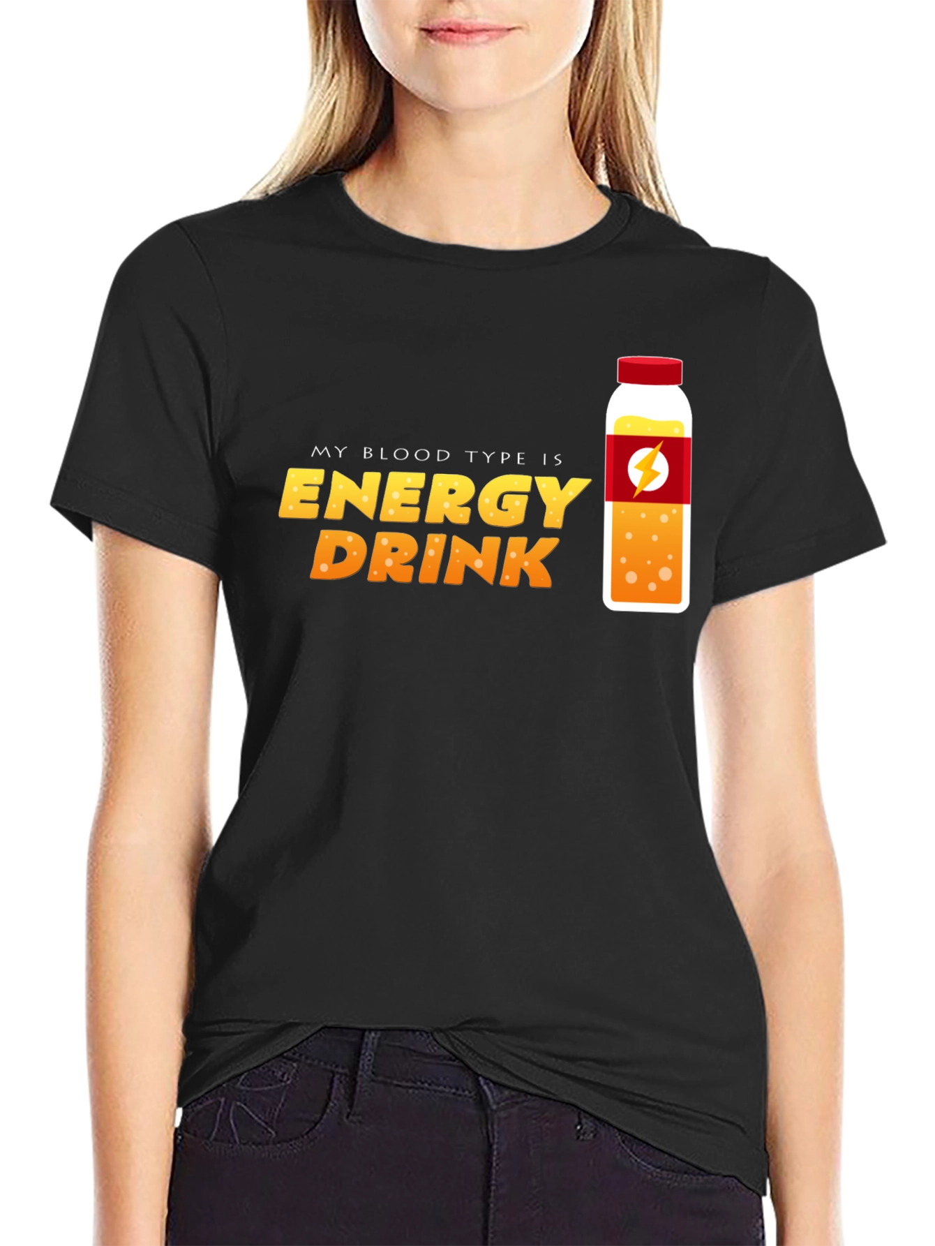 Black Energy Drink Blood Type T-Shirt - Novelty Graphic Tee view 2