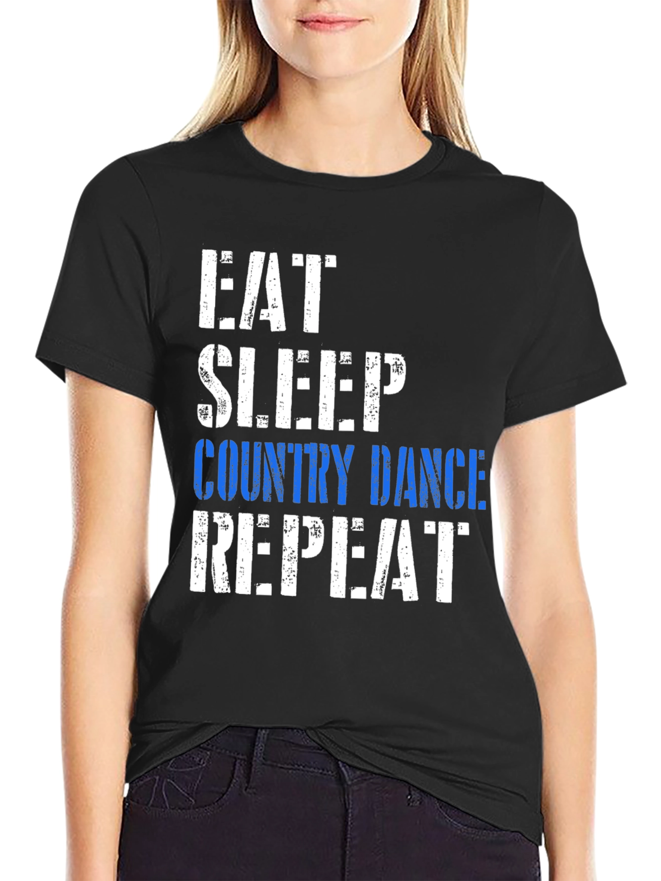 Black Eat Sleep Country Dance Repeat Graphic T-Shirt view 2