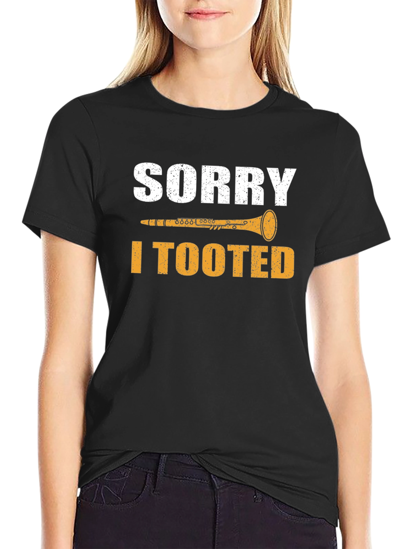 Black Sorry I Tooted Clarinet T-Shirt - Funny Music Tee view 2