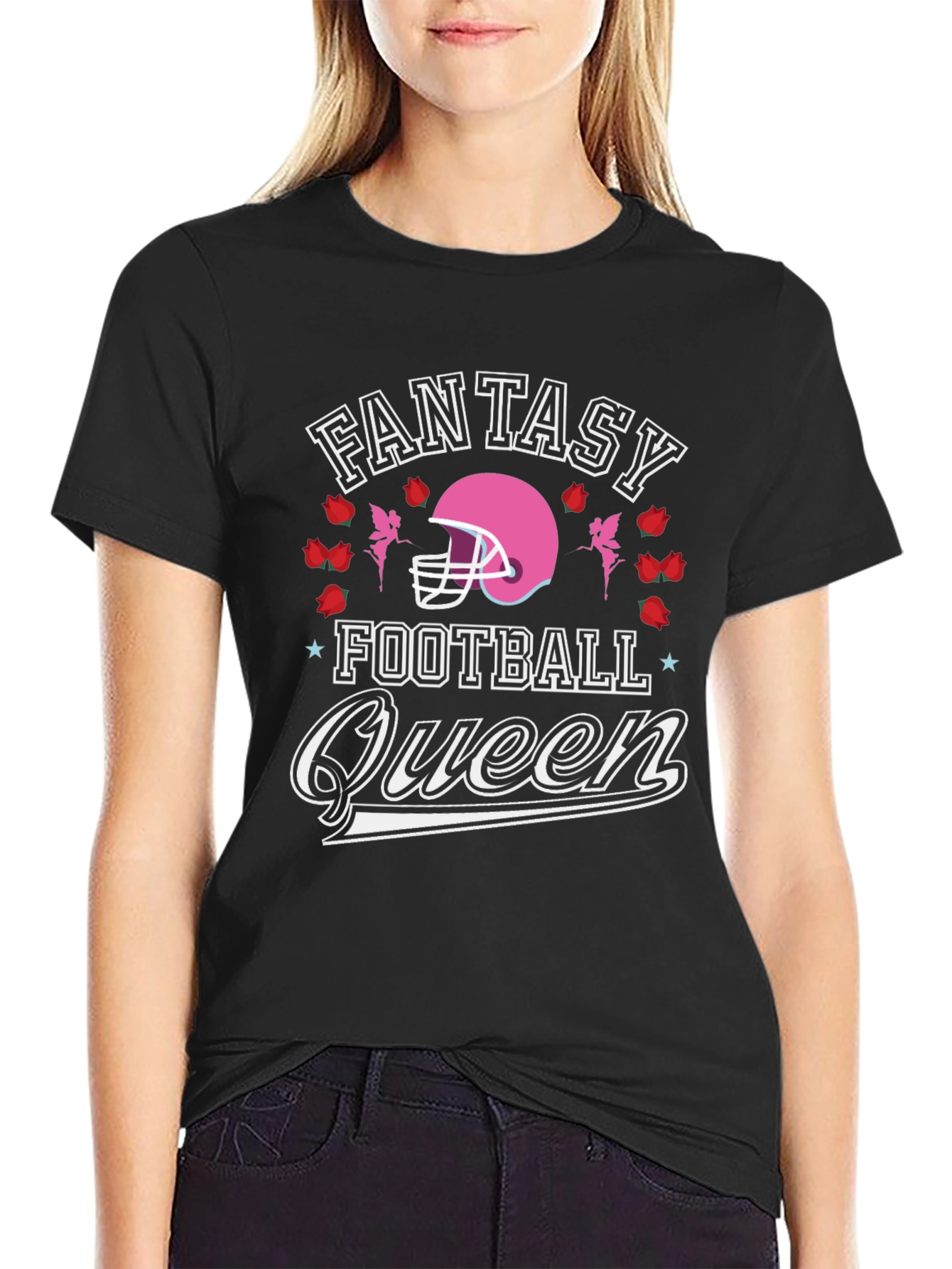 Black Fantasy Football Queen Graphic Tee view 2