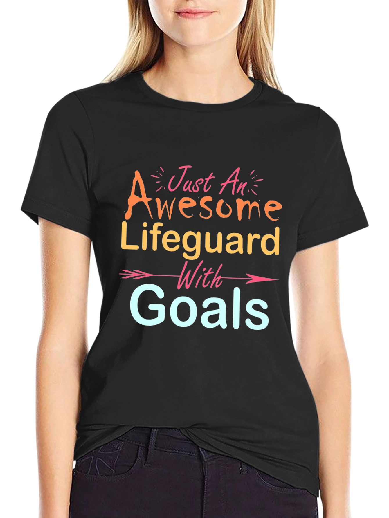Black Awesome Lifeguard Goals T-Shirt - Unisex view 2