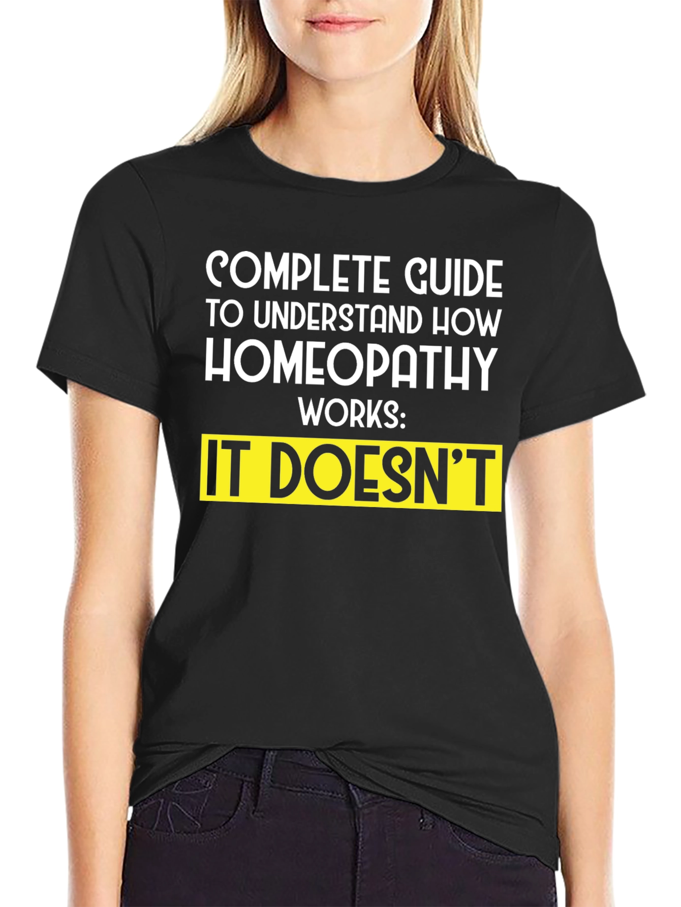 Black Homeopathy Guide T-Shirt - Funny Sarcastic Tee view 2