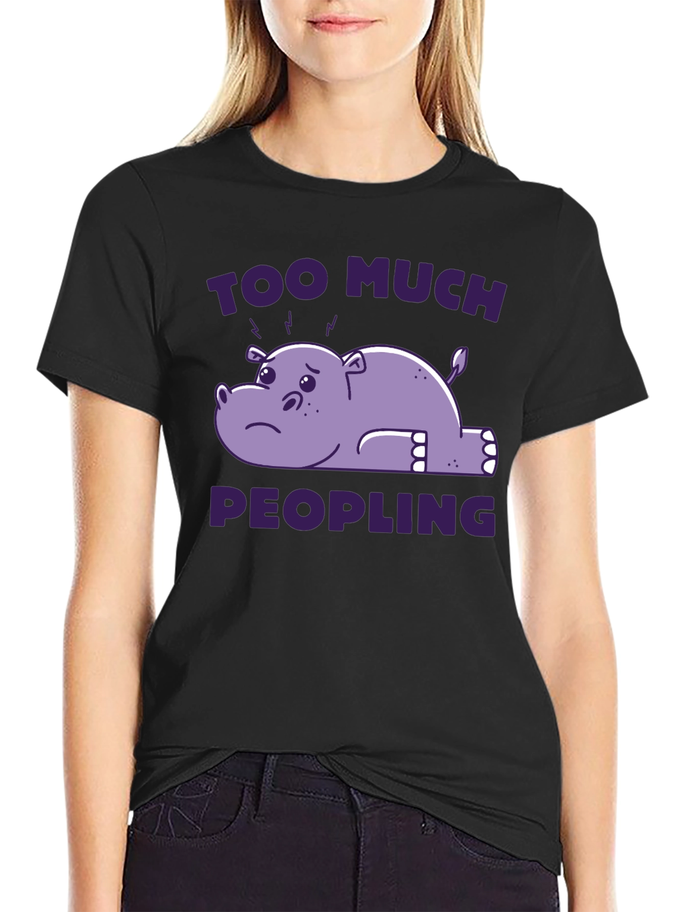 Black Too Much Peopling T-Shirt - Introvert Humor Tee view 2