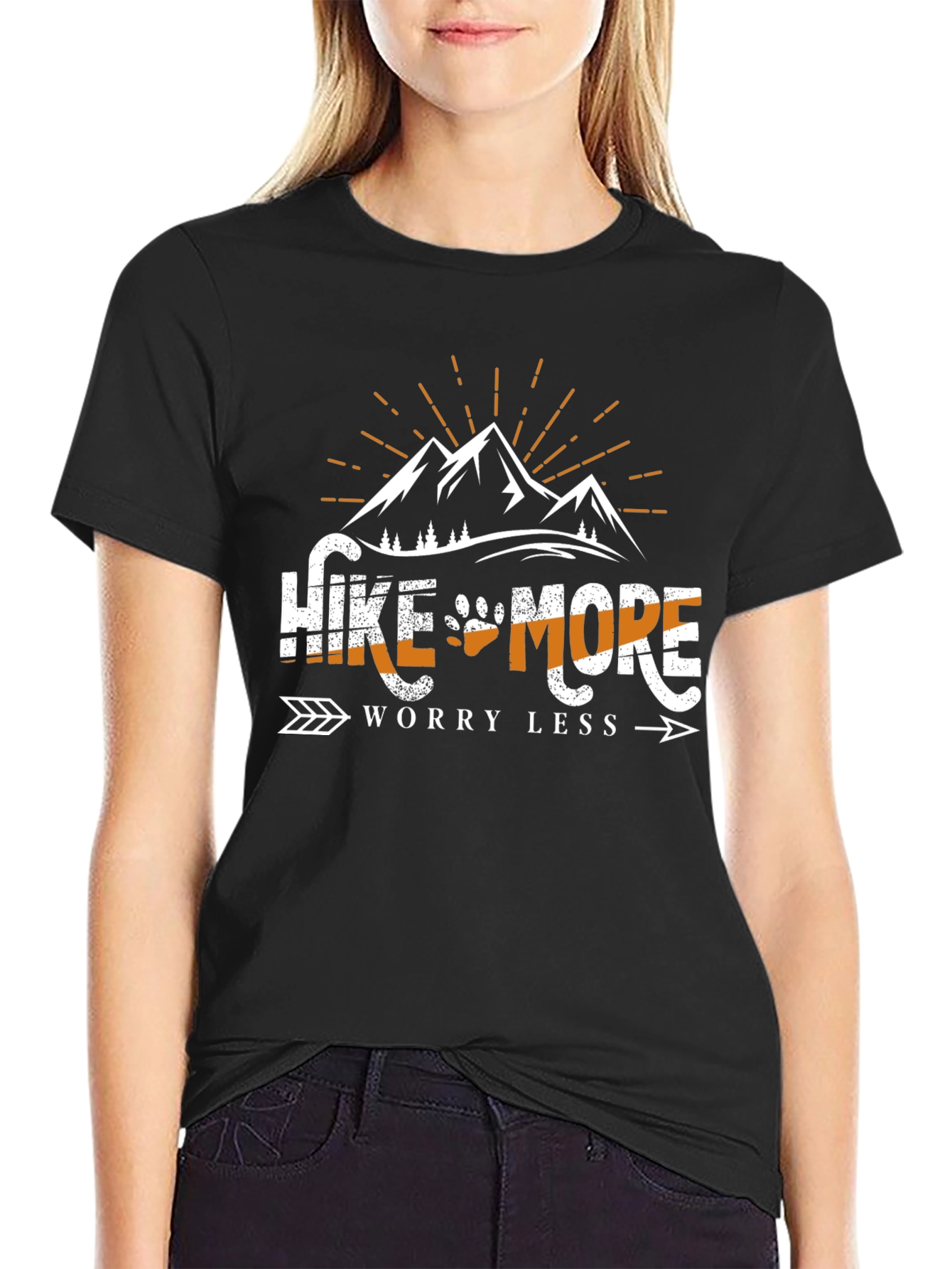 Black Hike More Worry Less Graphic Tee view 2