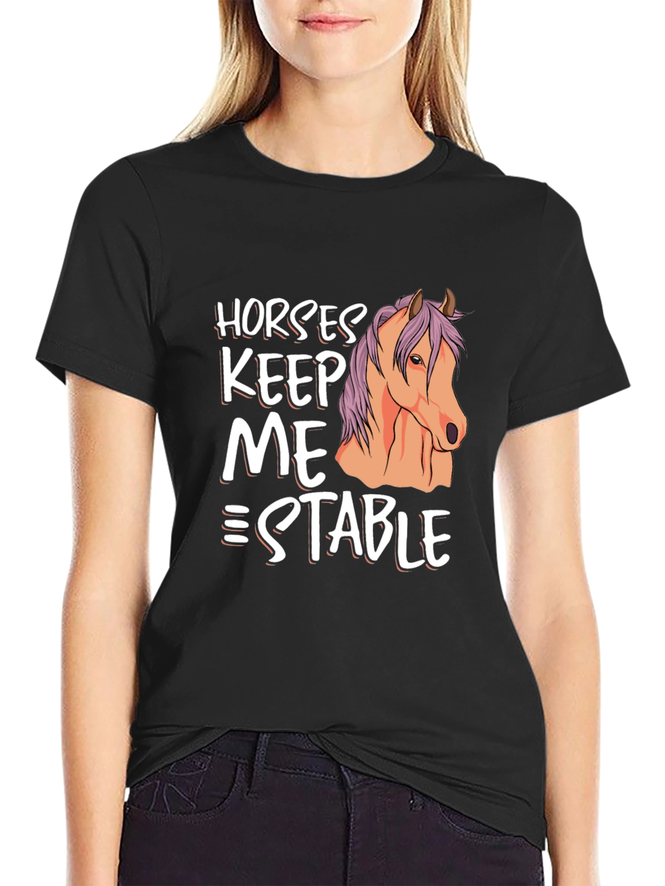 Black Horses Keep Me Stable Graphic T-Shirt view 2