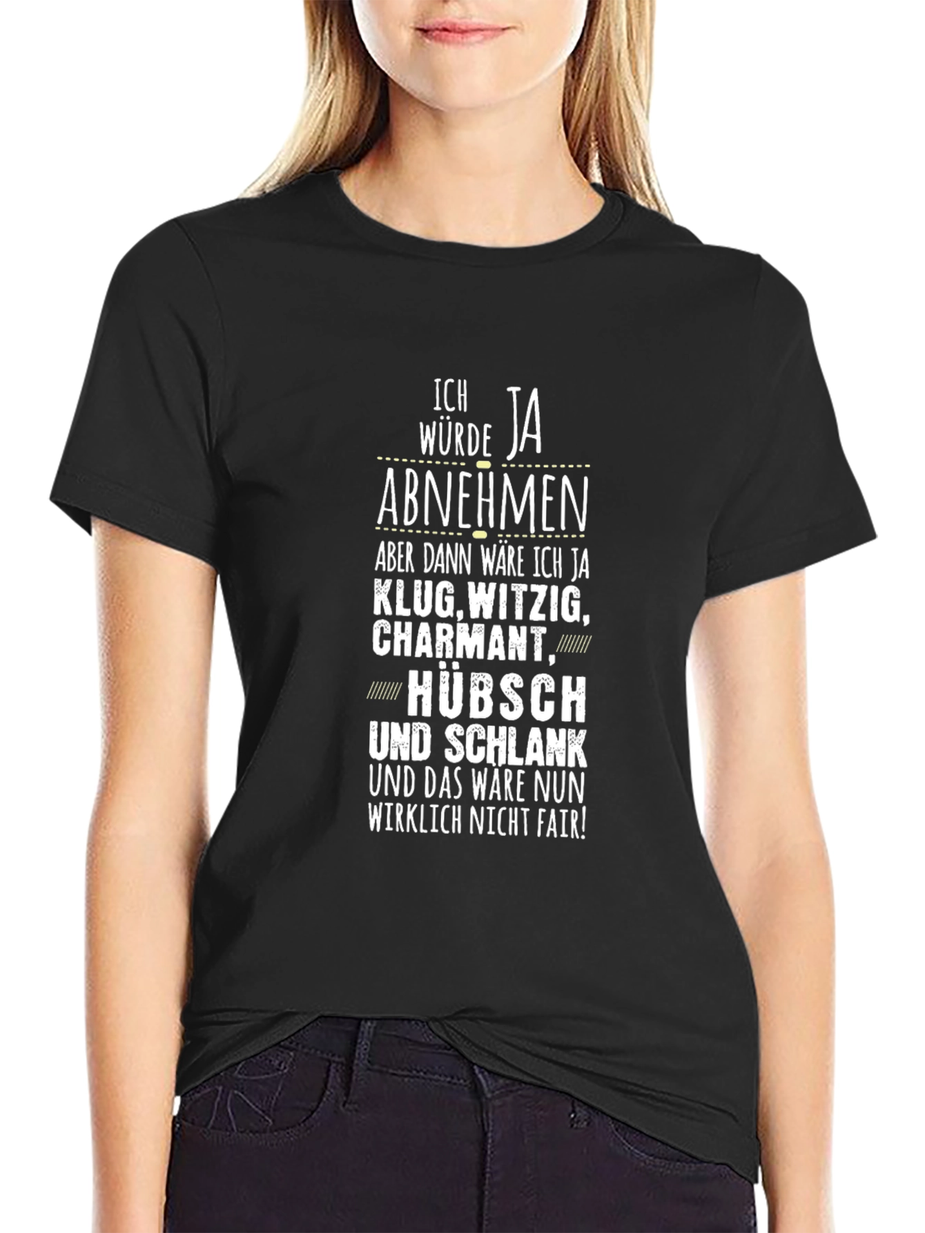 Black Funny German Quote T-Shirt - I Would Lose Weight view 2