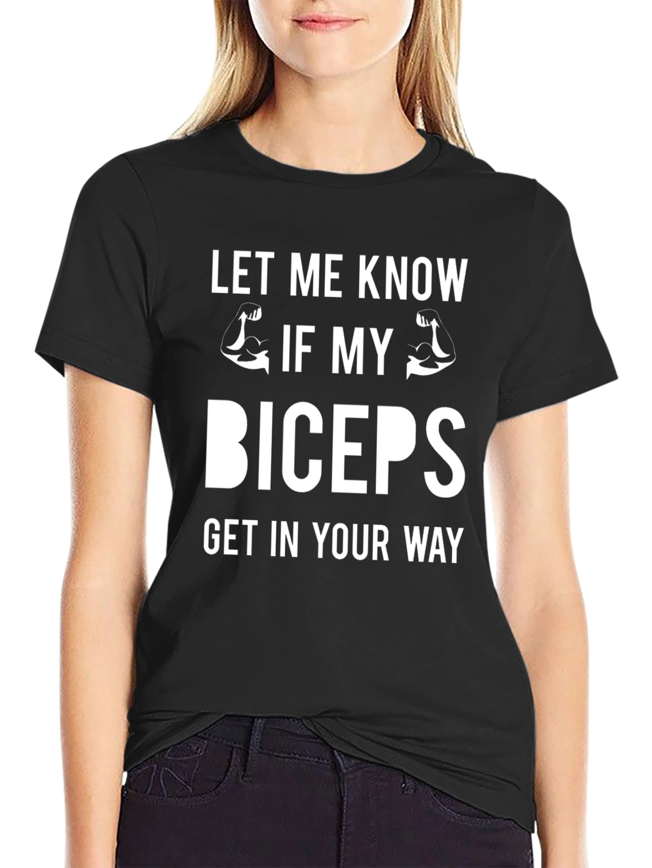 Black Funny Biceps T-Shirt - Let Me Know If My Biceps Get In Your Way view 2