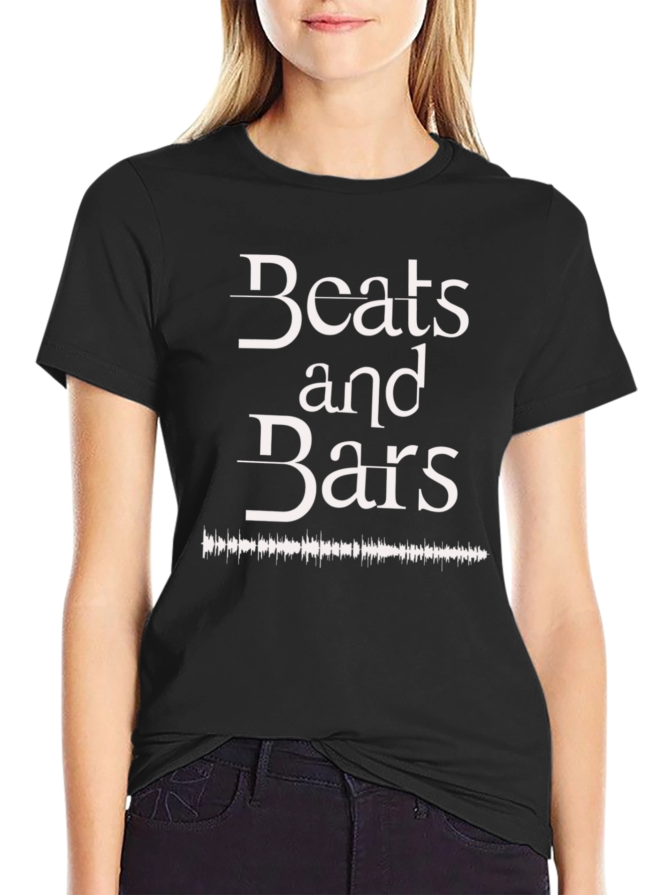 Black Beats and Bars Graphic Tee - Black view 2