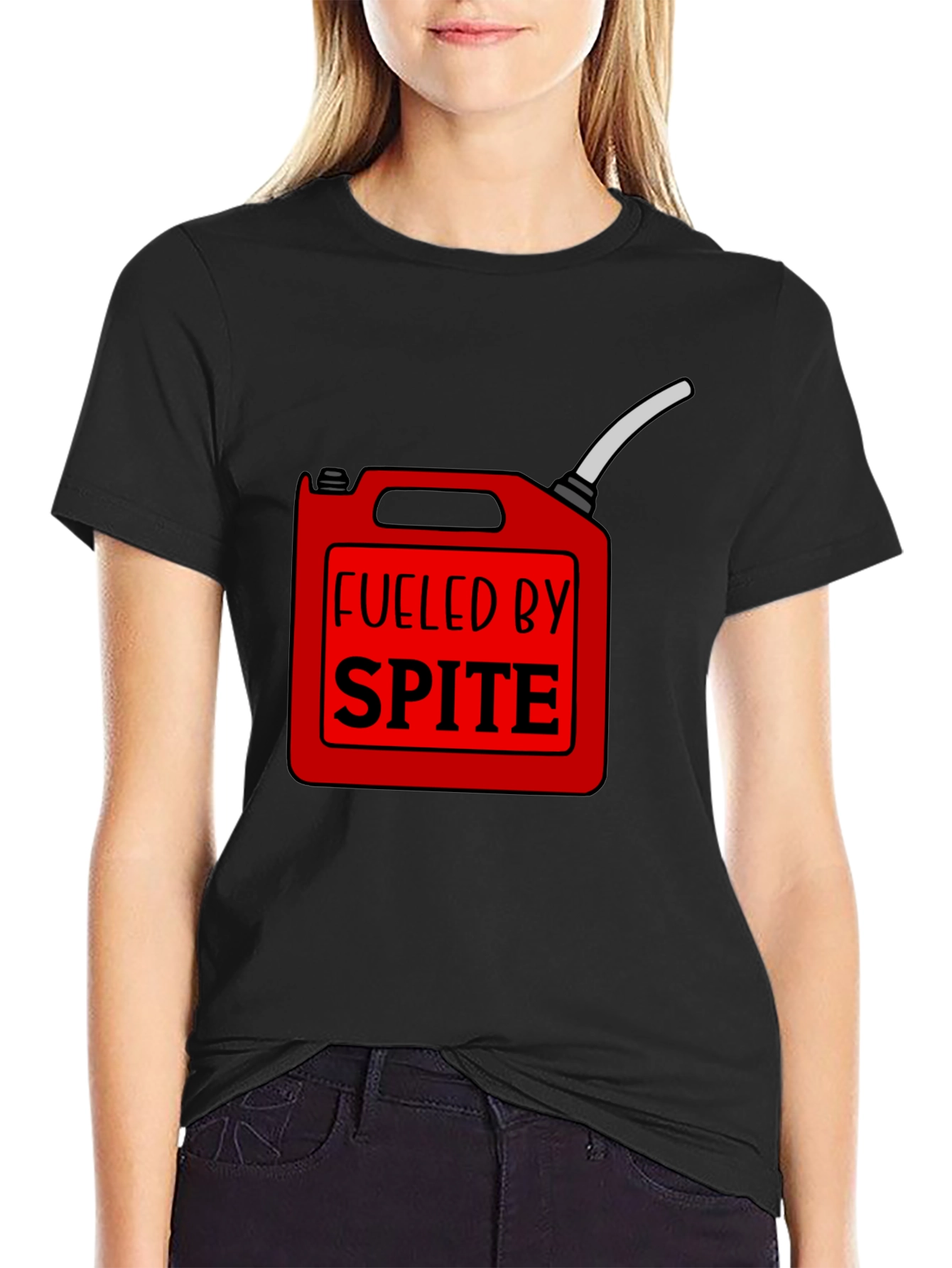 Black Fueled by Spite Funny Graphic T-Shirt view 2