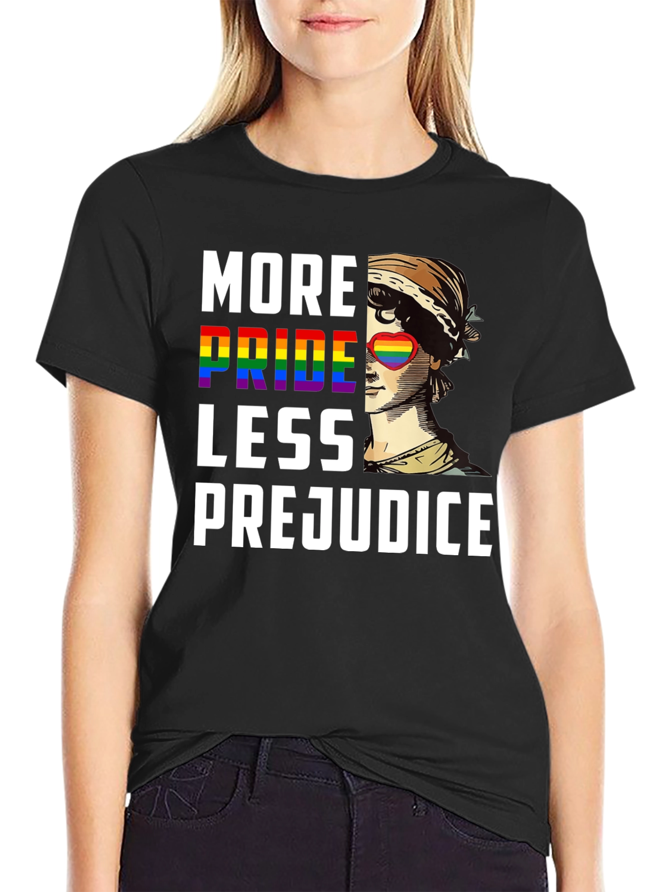 Black More Pride Less Prejudice Graphic T-Shirt view 2