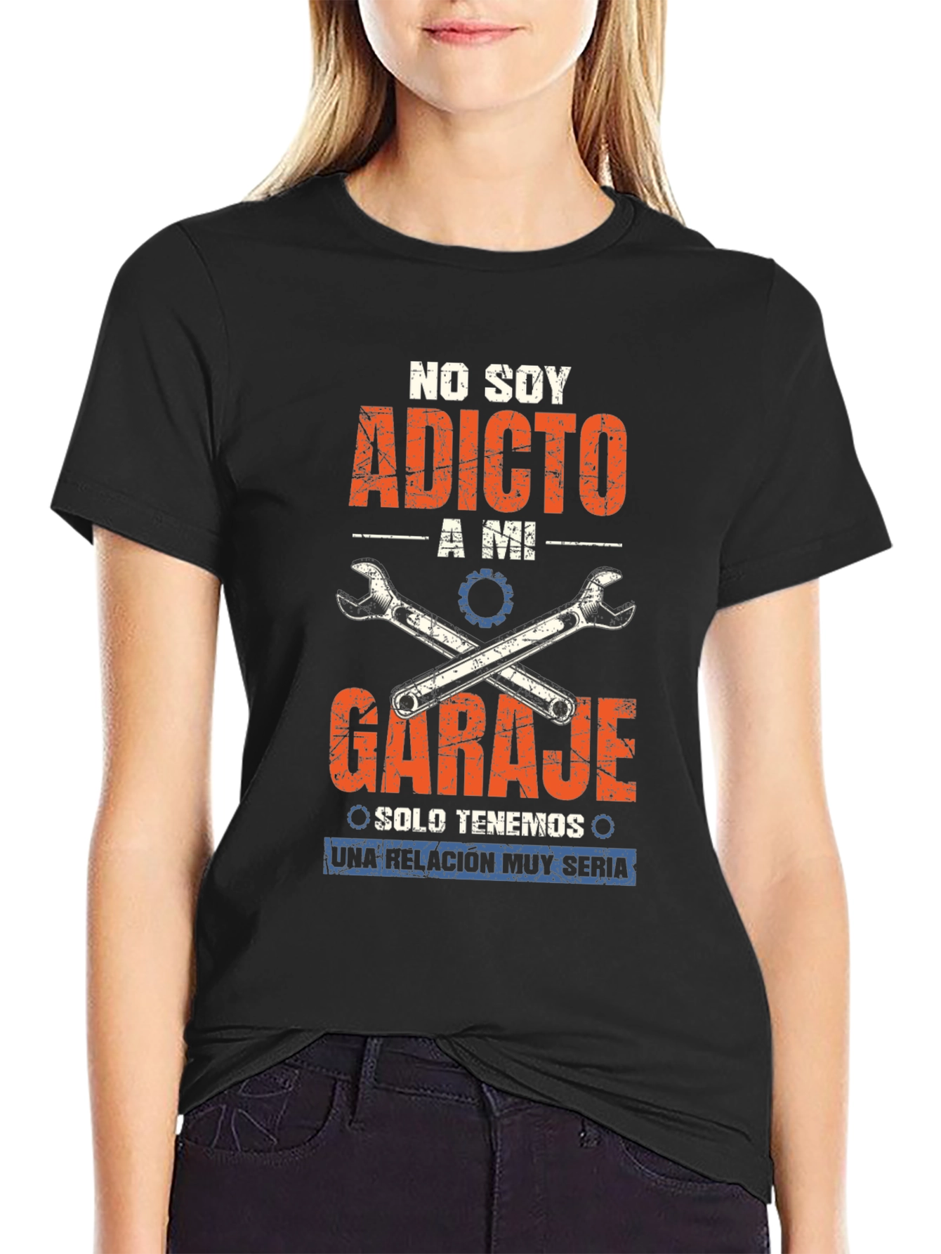 Black Garage Addict T-Shirt - "No Soy Adicto A Mi Garaje" view 2